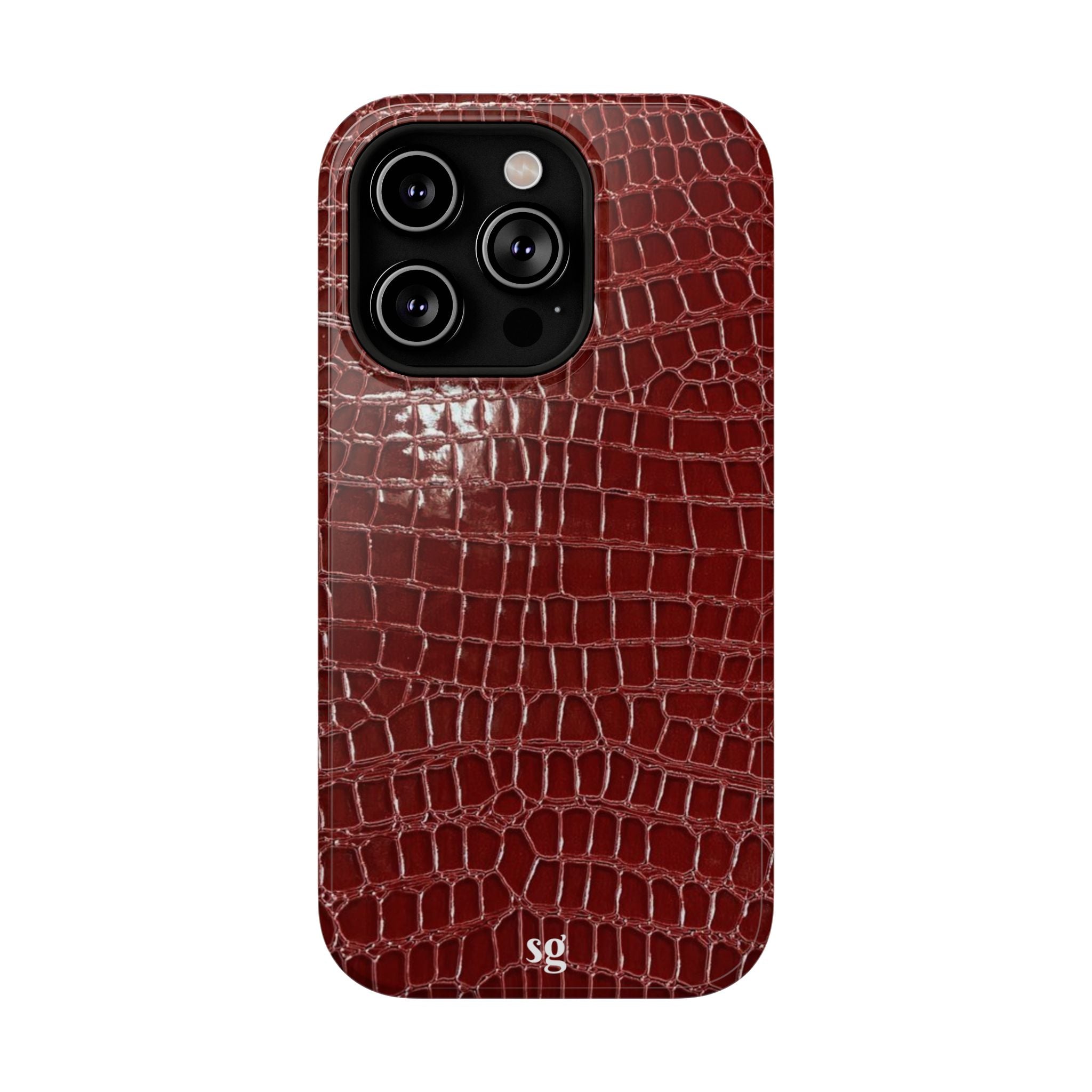“Red leather print” protective phone case