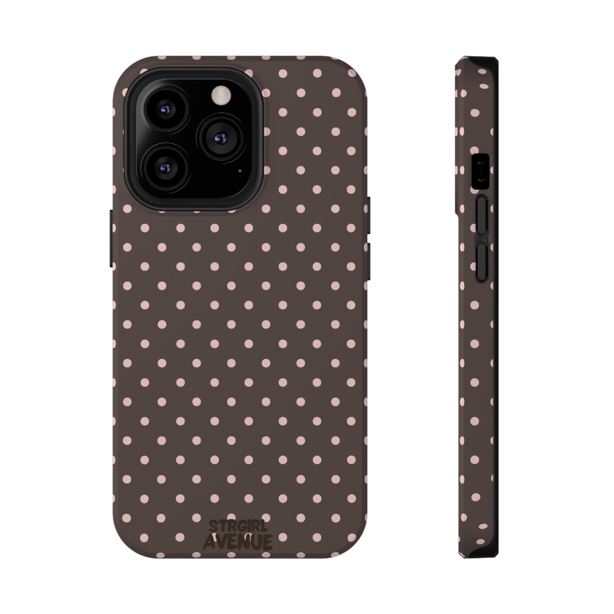 “Straw choc dots” protective phone case