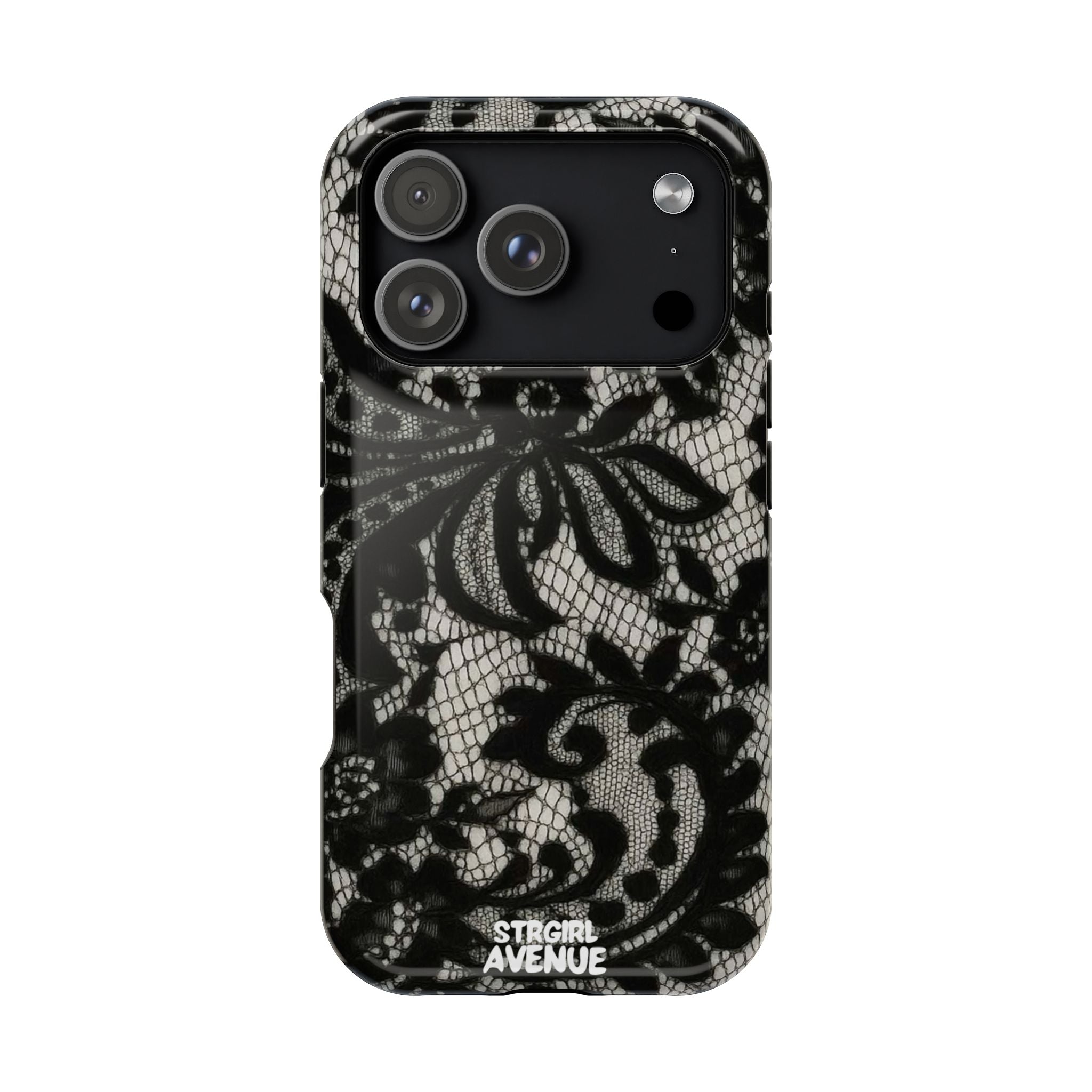 “Lacey black” protective phone case