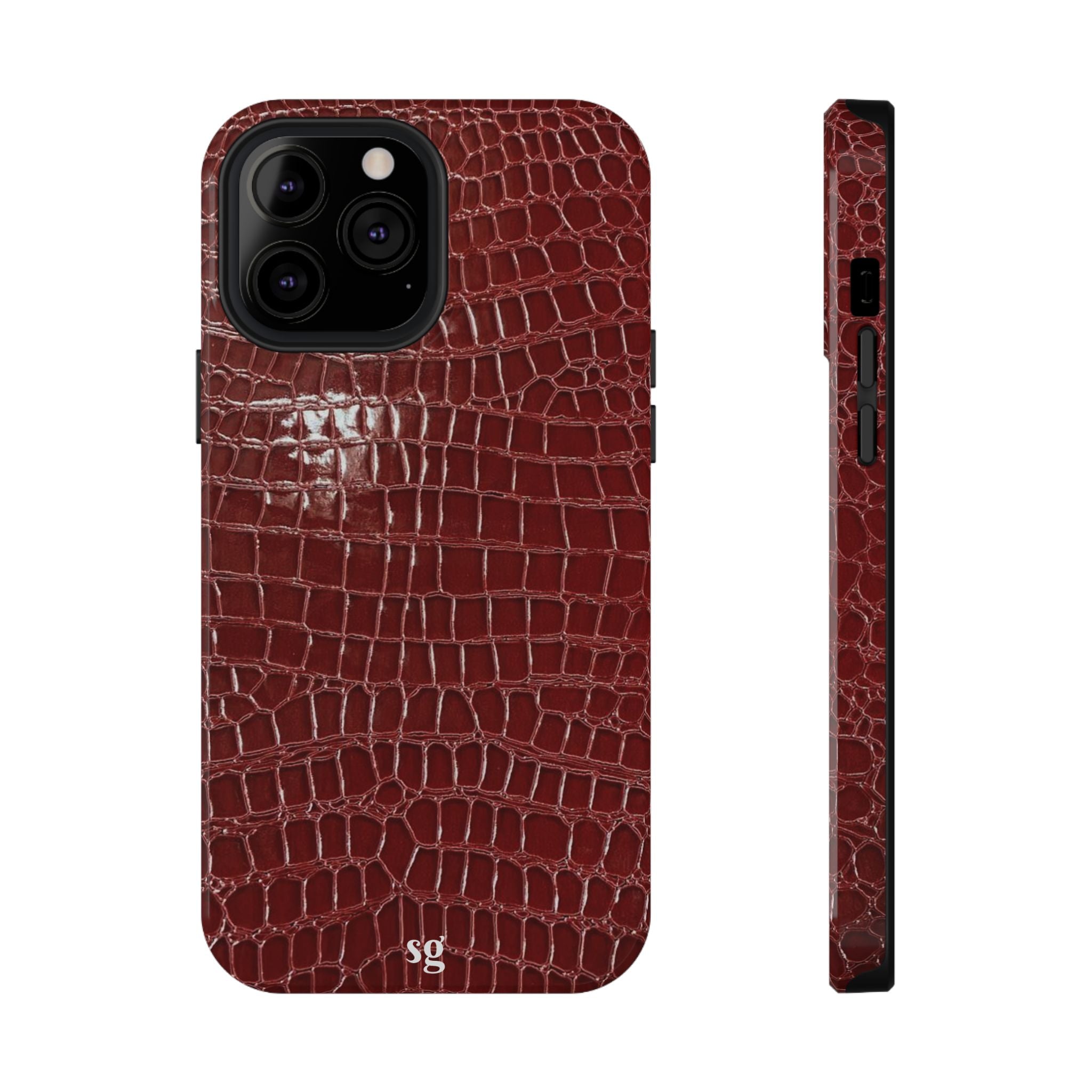 “Red leather print” protective phone case