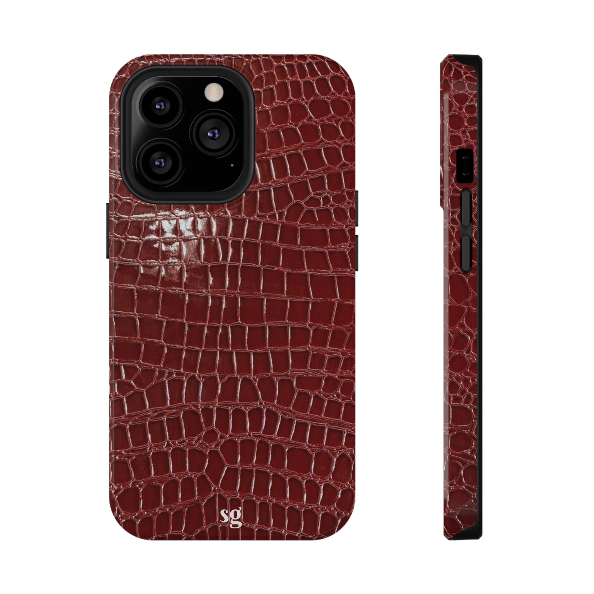 “Red leather print” protective phone case