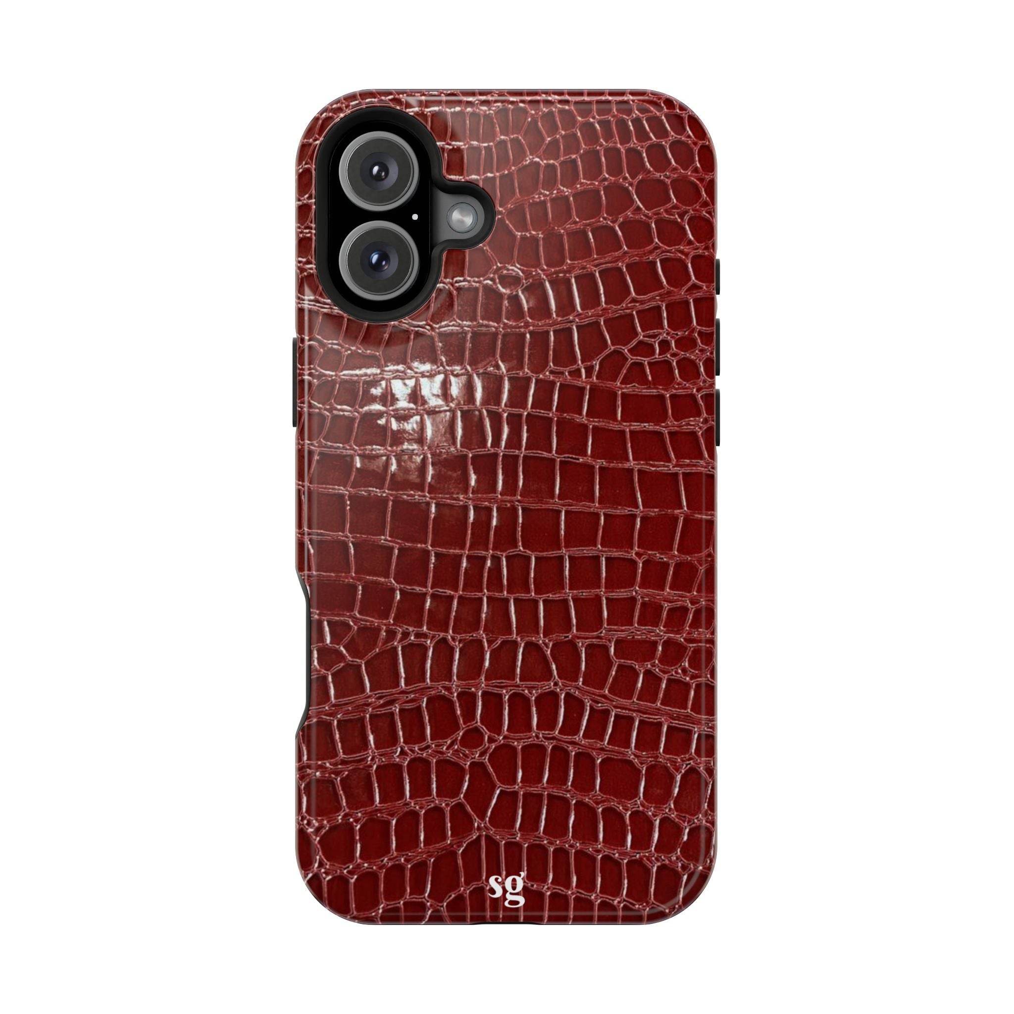 “Red leather print” protective phone case