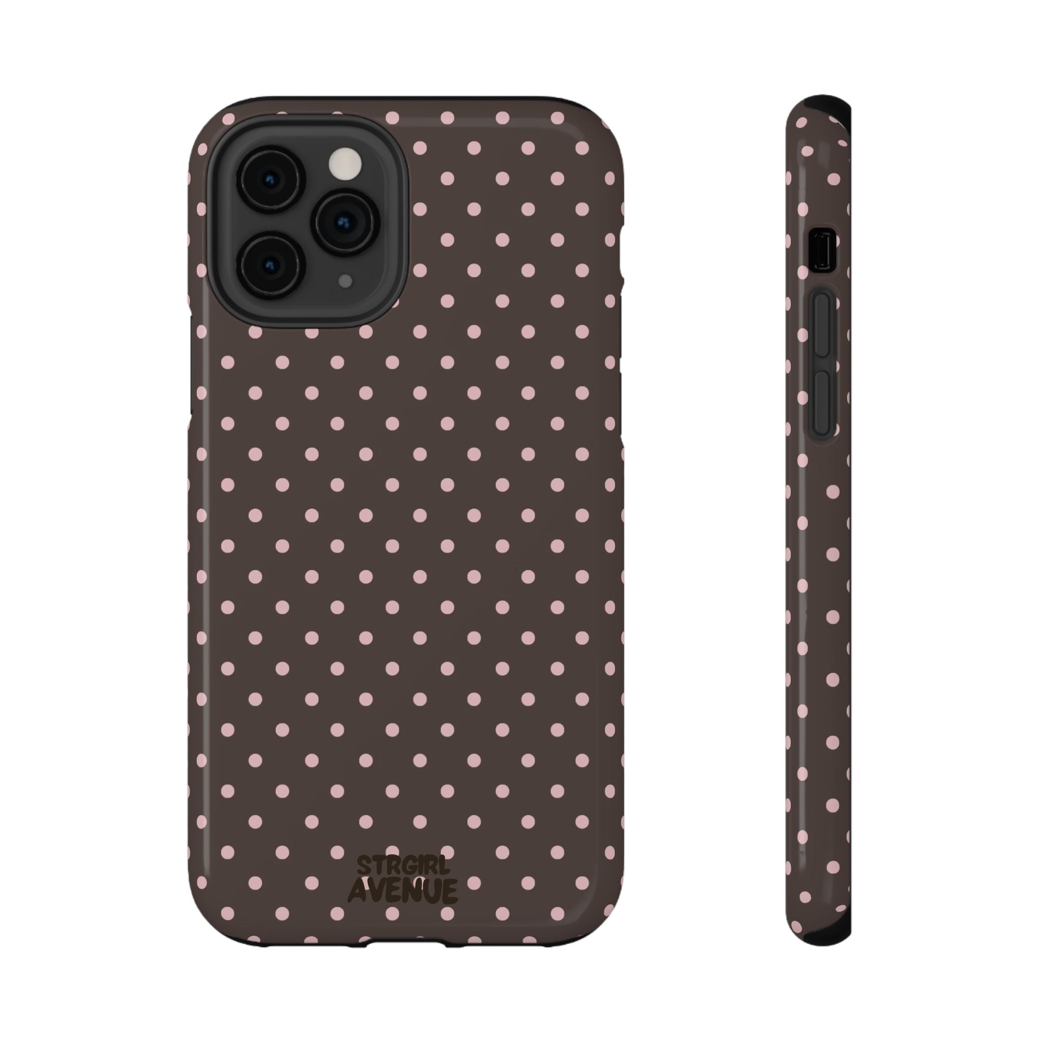 “Straw choc dots” protective phone case