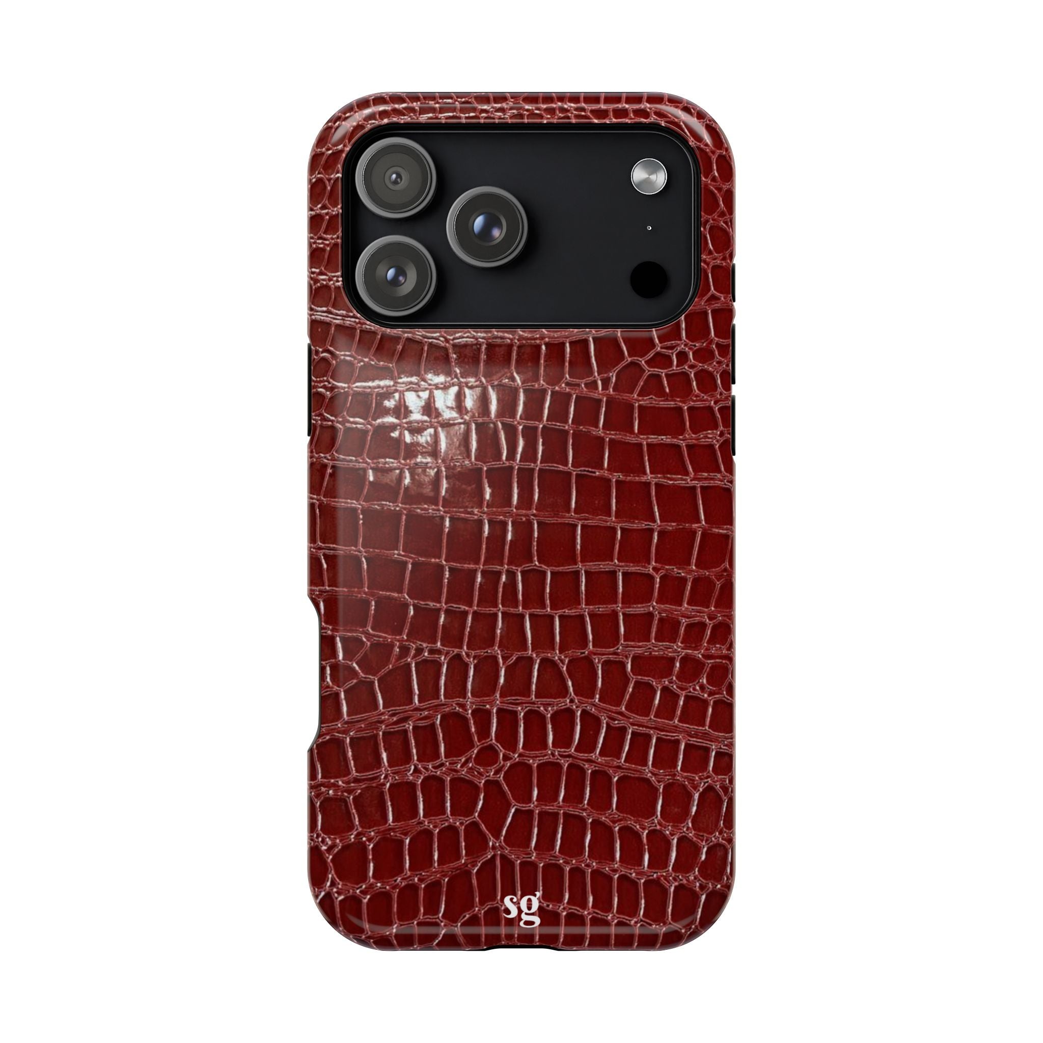 “Red leather print” protective phone case