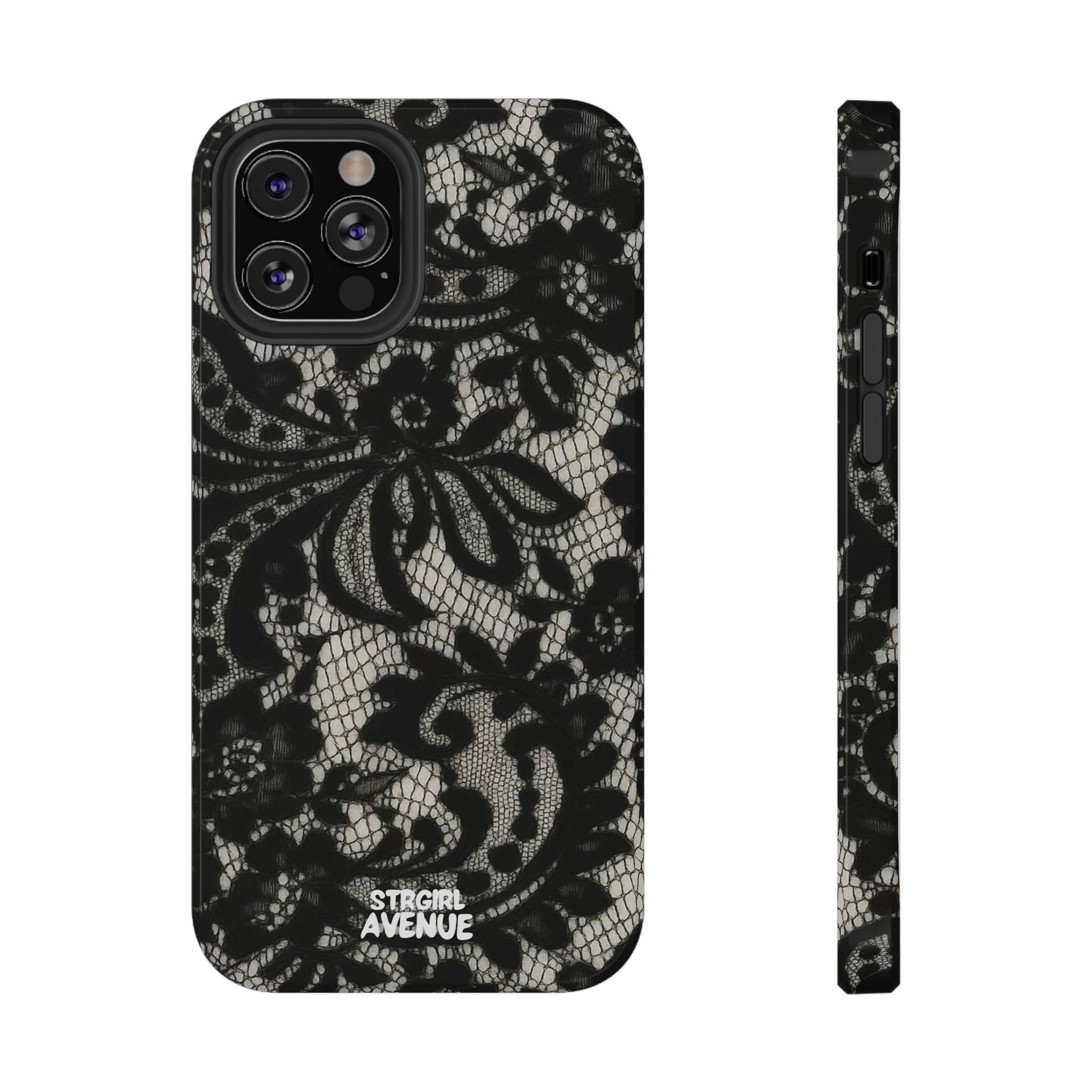 “Lacey black” protective phone case