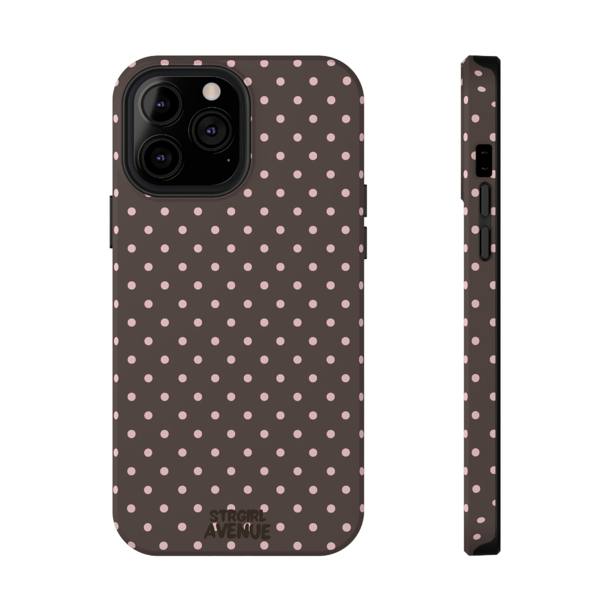 “Straw choc dots” protective phone case