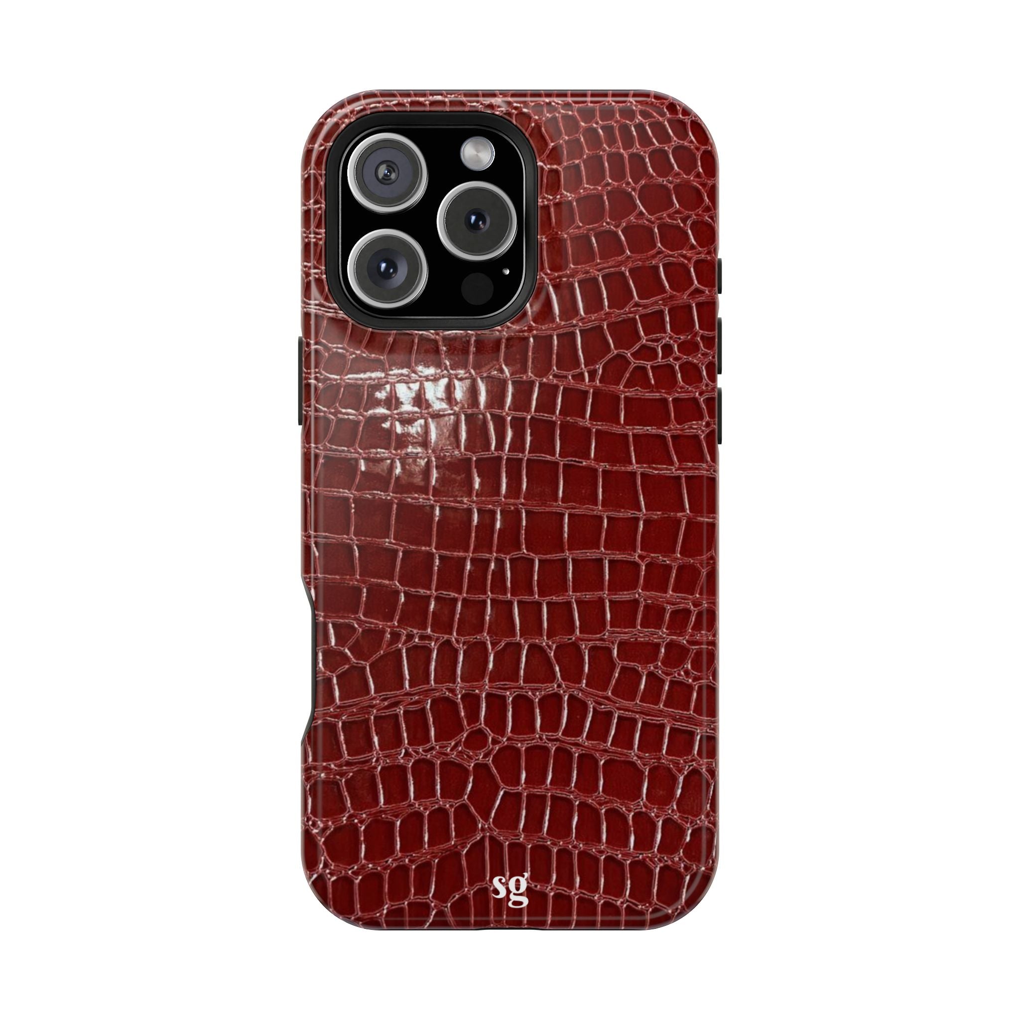 “Red leather print” protective phone case
