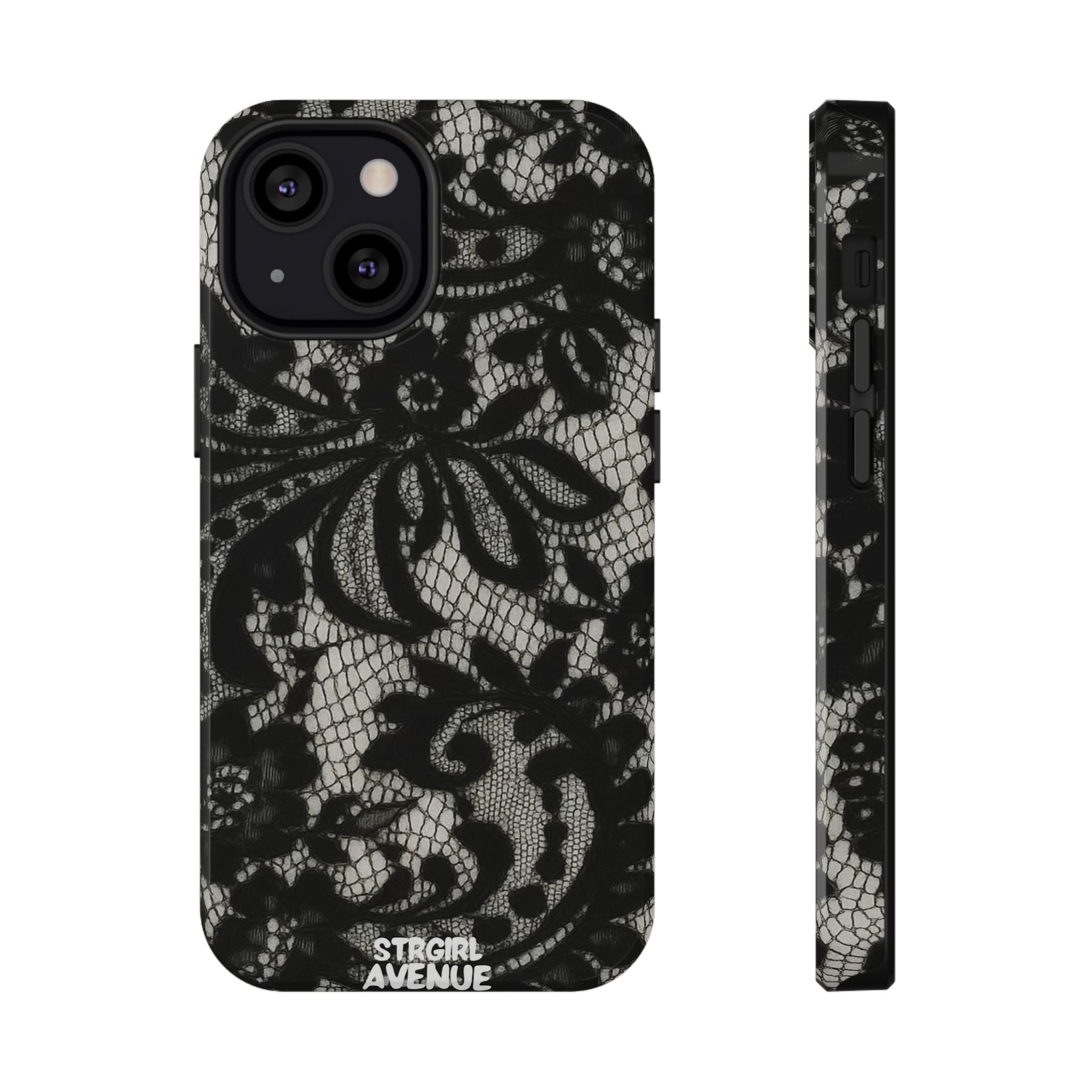 “Lacey black” protective phone case