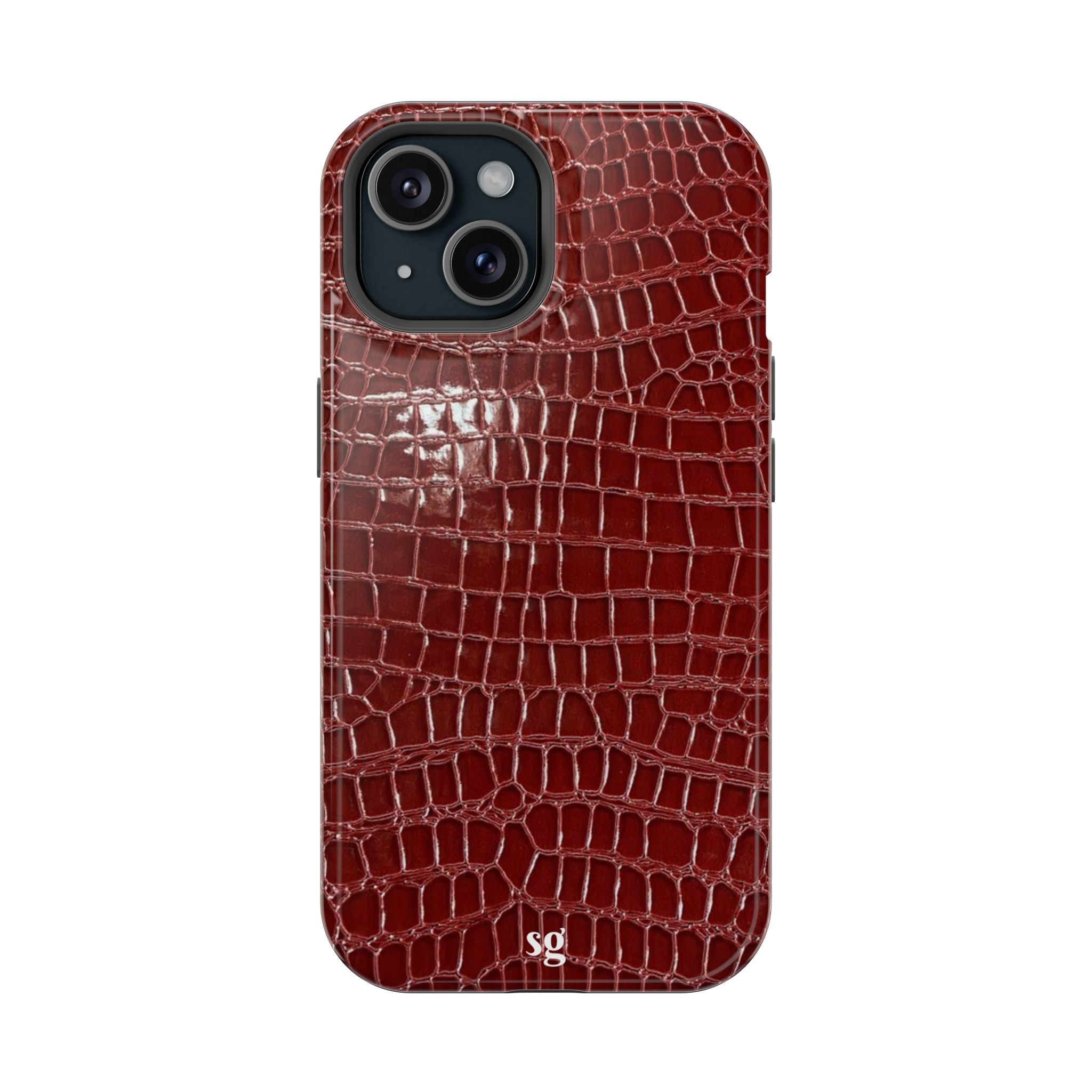 “Red leather print” protective phone case