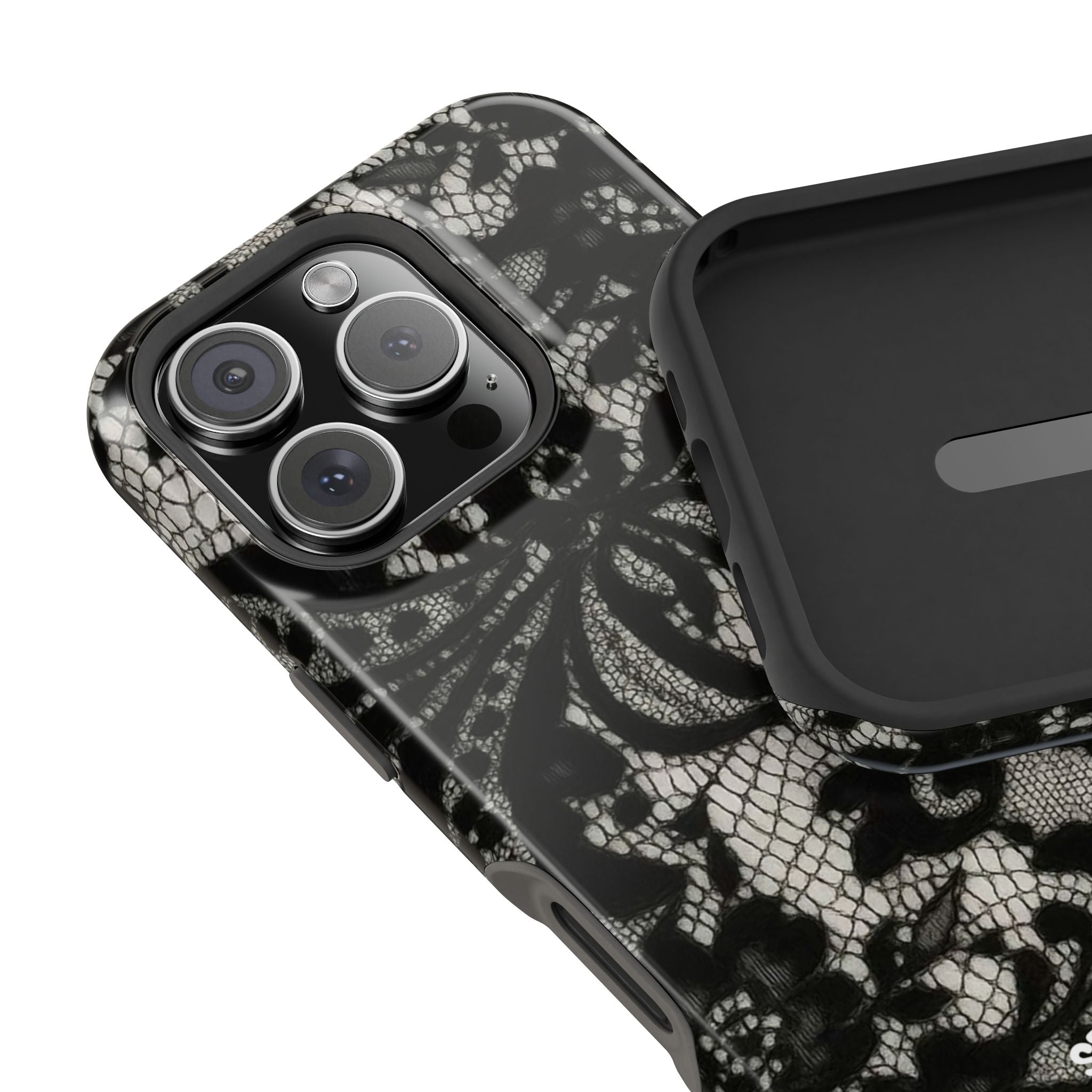 “Lacey black” protective phone case