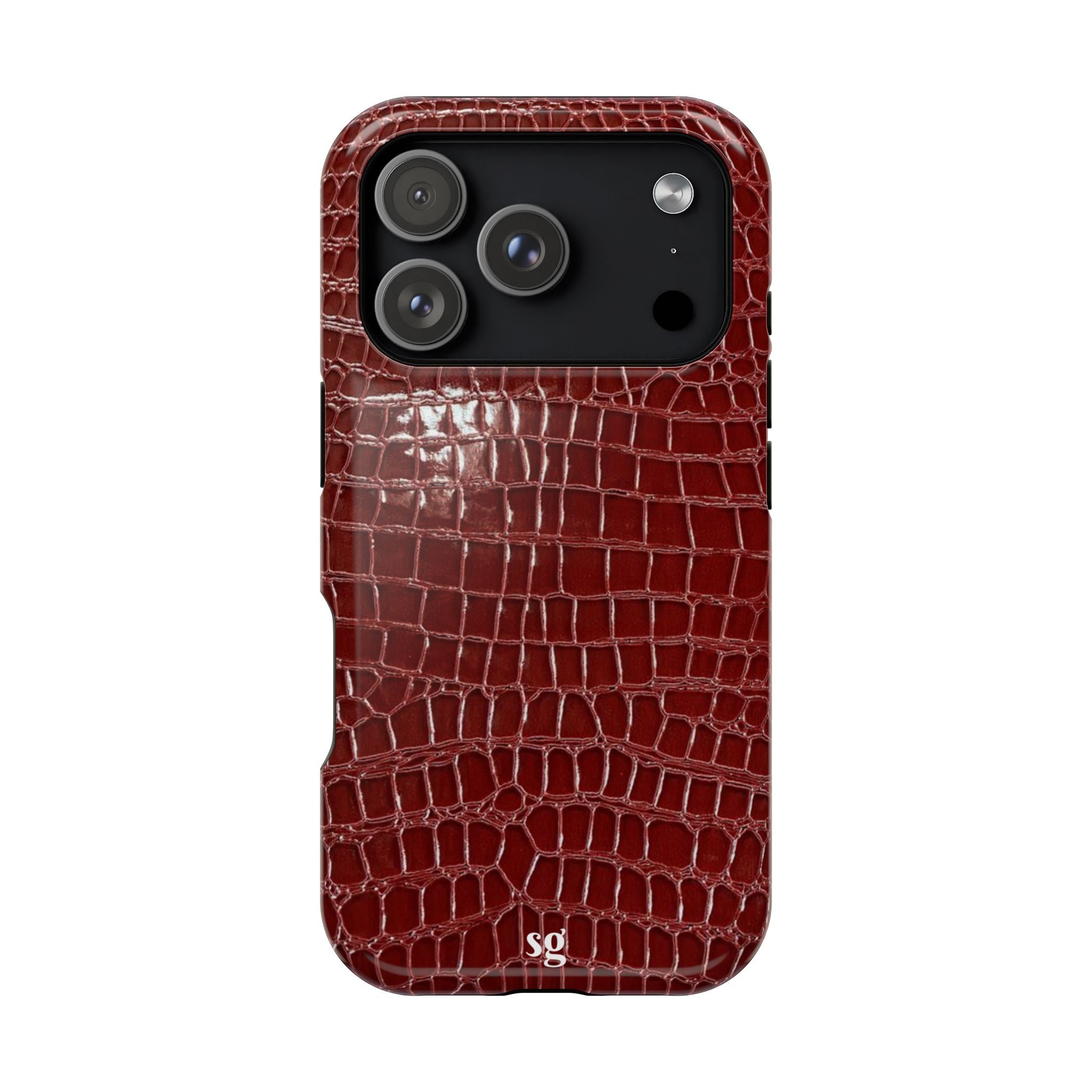 “Red leather print” protective phone case