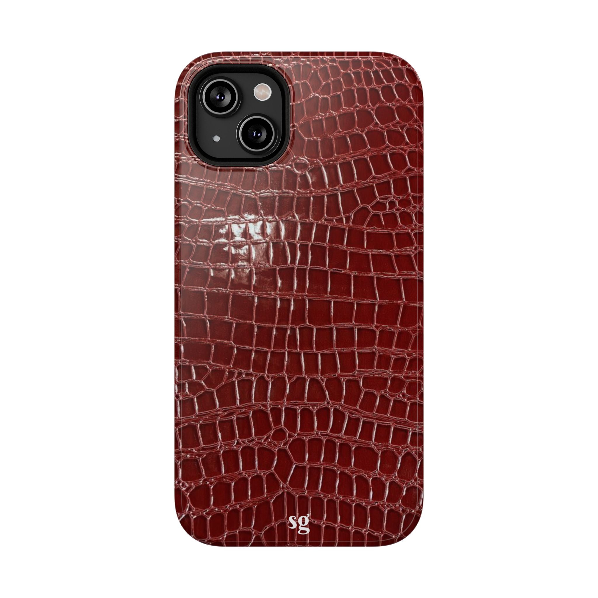 “Red leather print” protective phone case