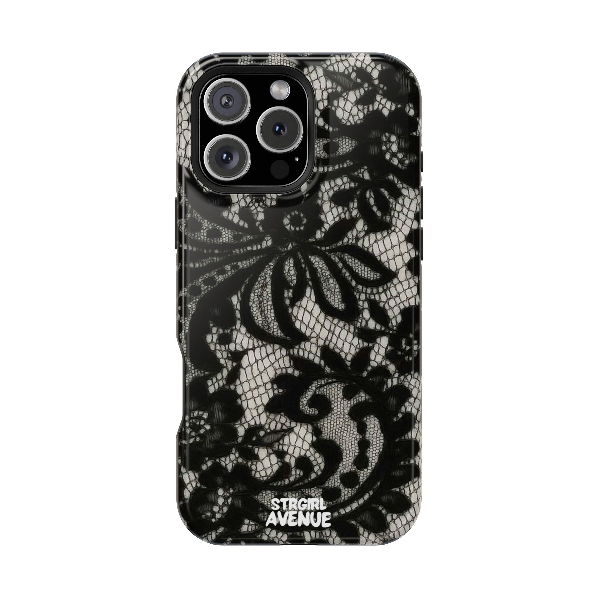 “Lacey black” protective phone case