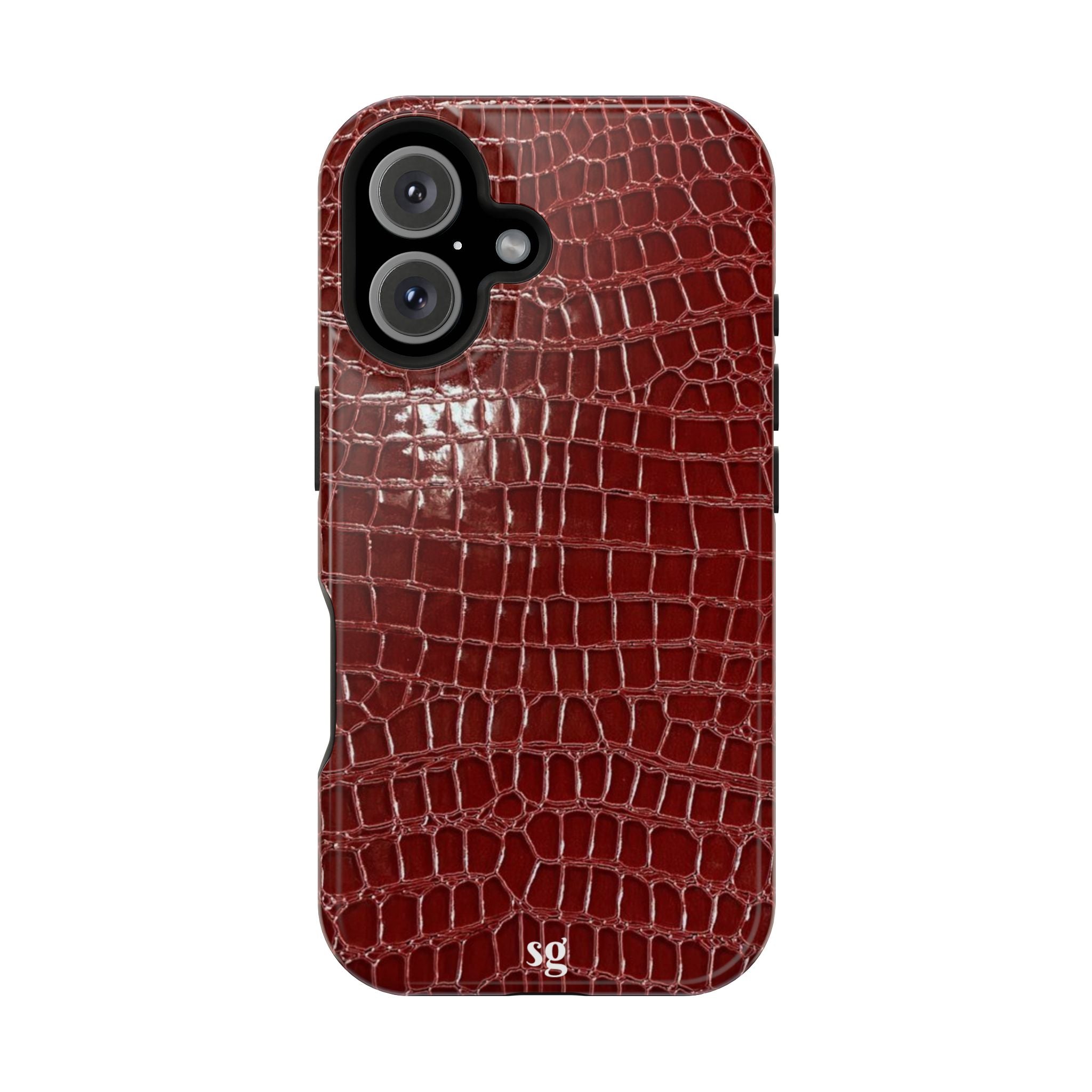 “Red leather print” protective phone case