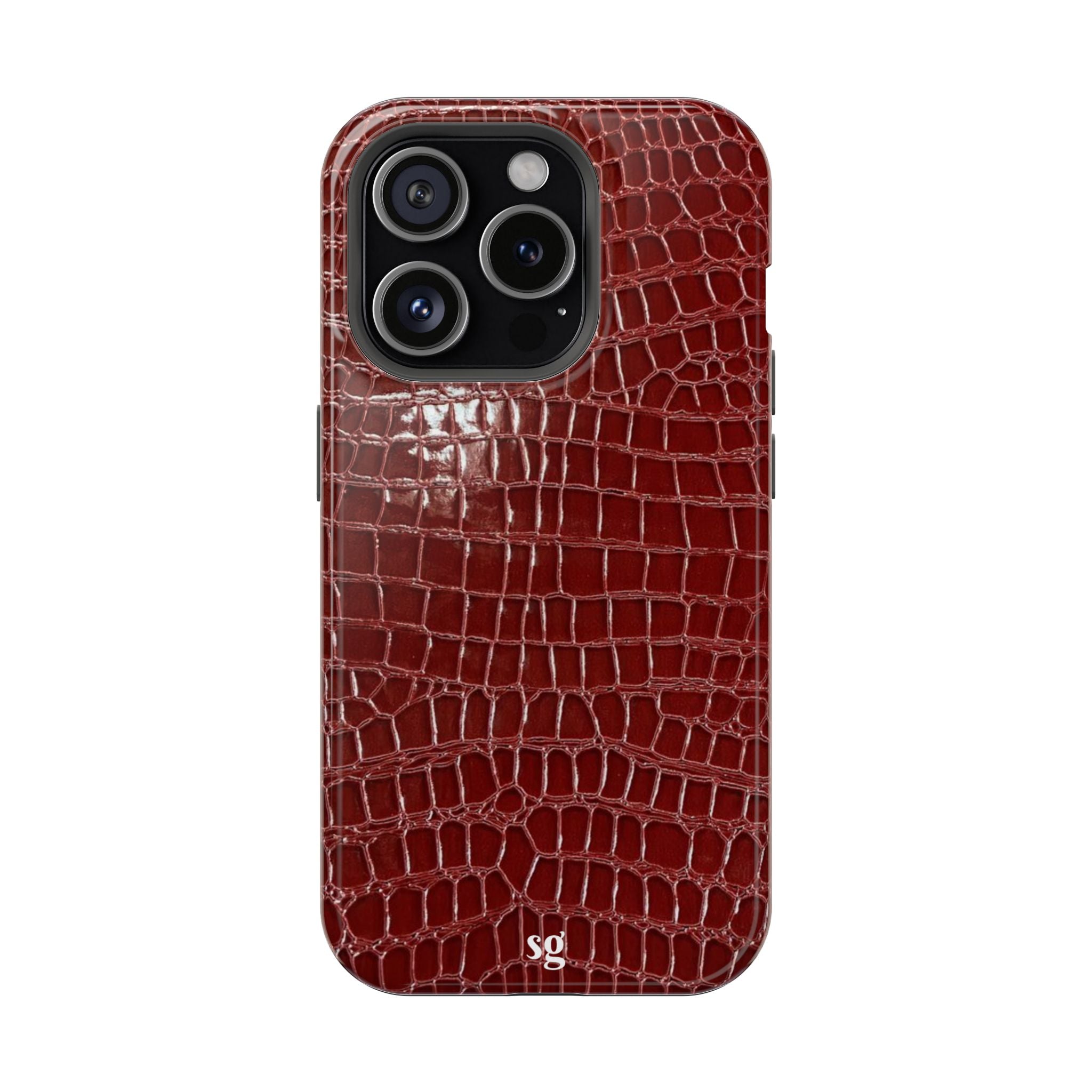 “Red leather print” protective phone case