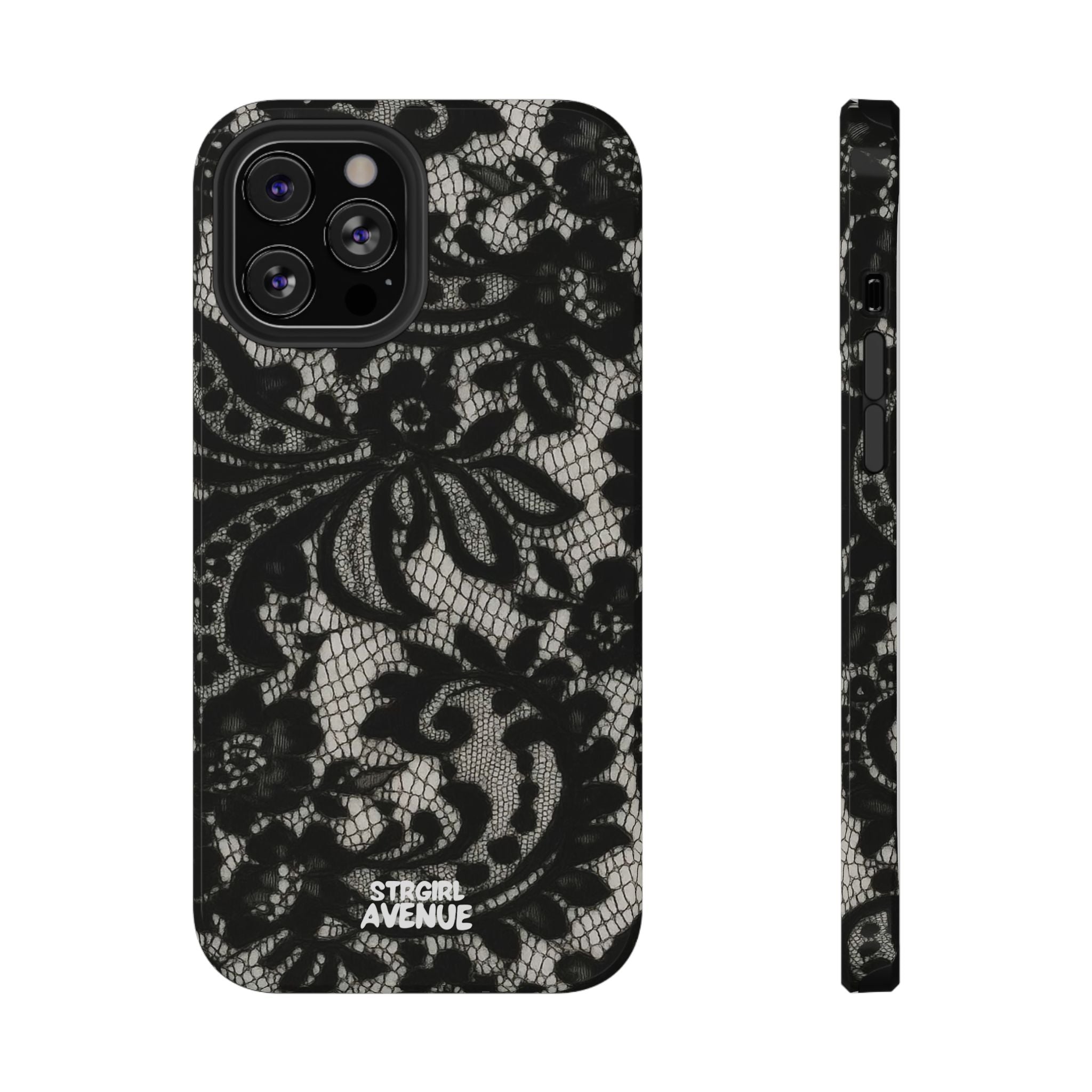 “Lacey black” protective phone case