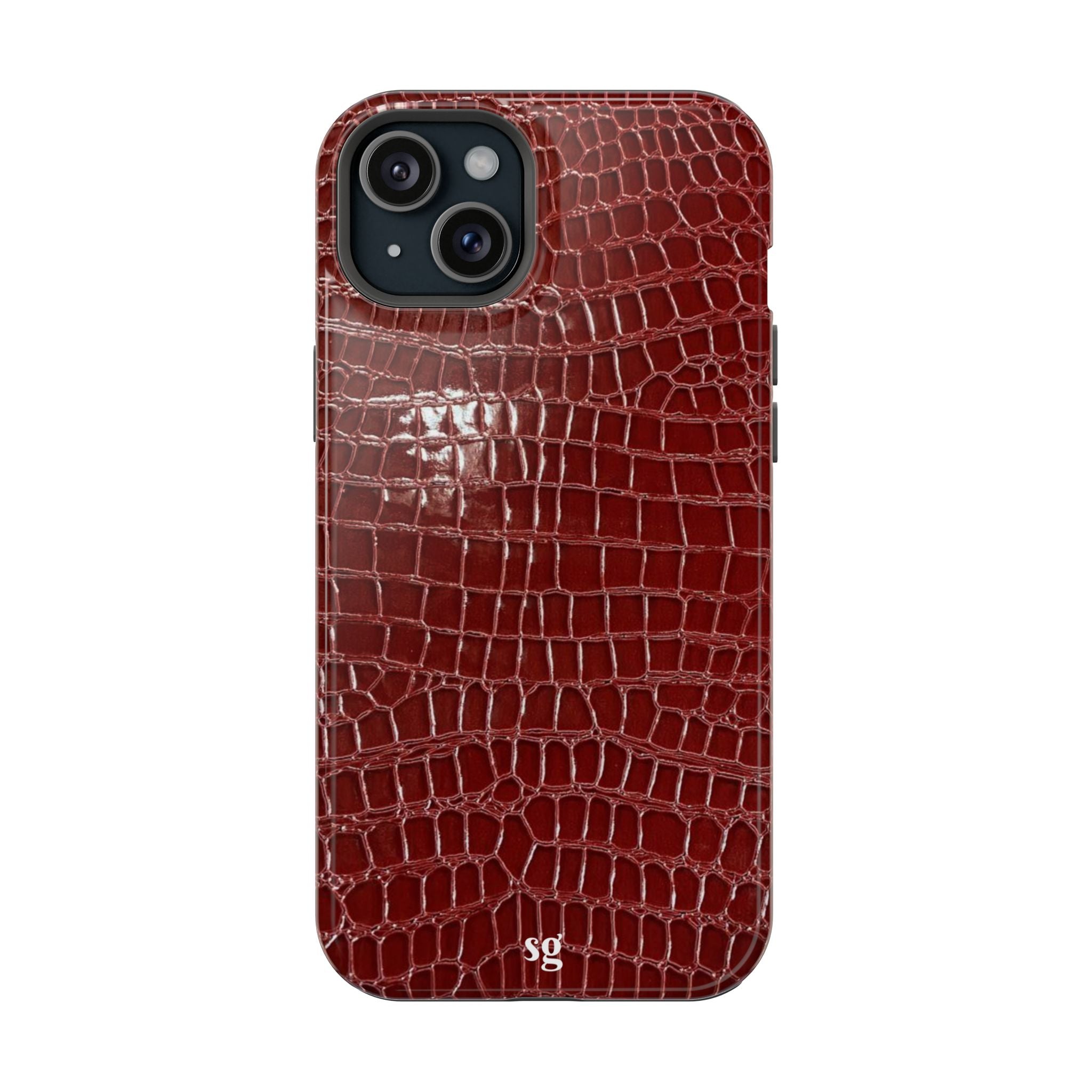 “Red leather print” protective phone case