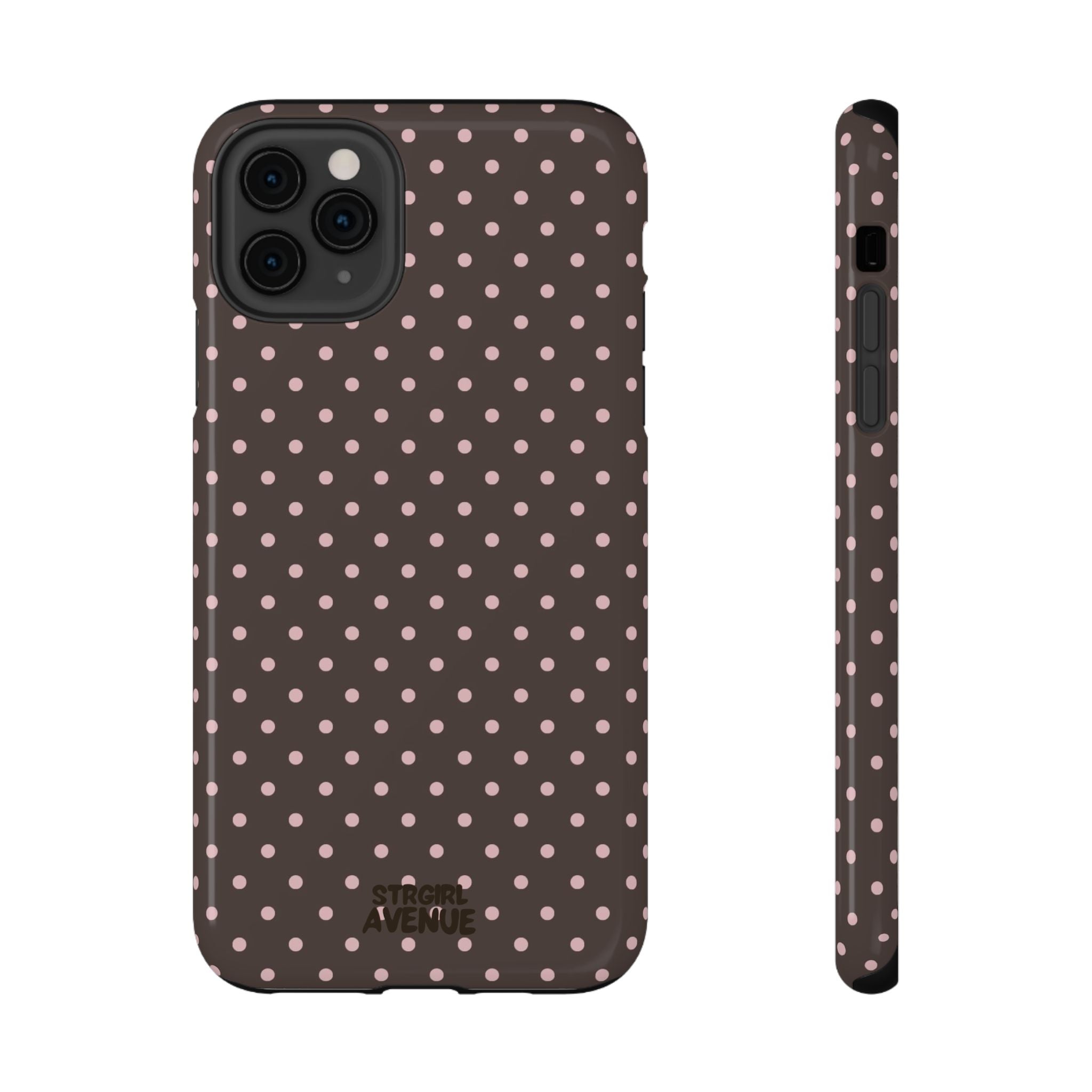 “Straw choc dots” protective phone case