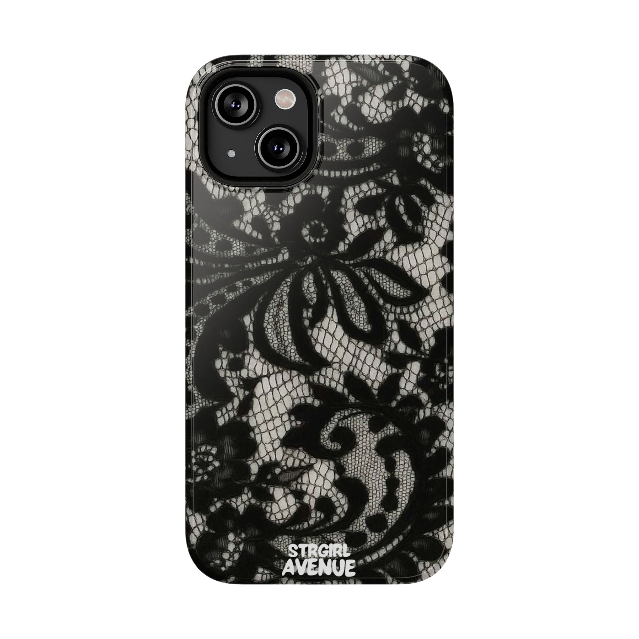“Lacey black” protective phone case