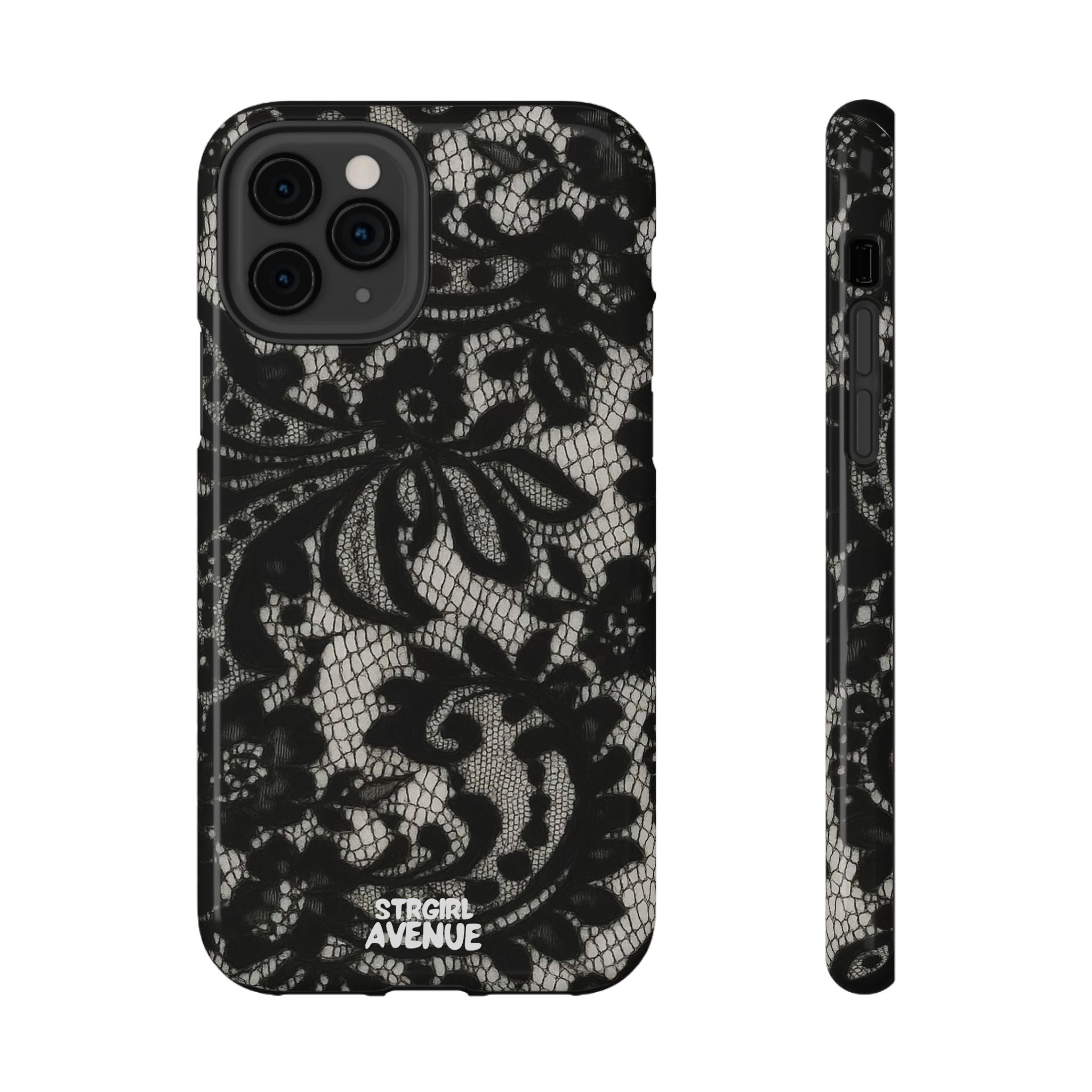 “Lacey black” protective phone case