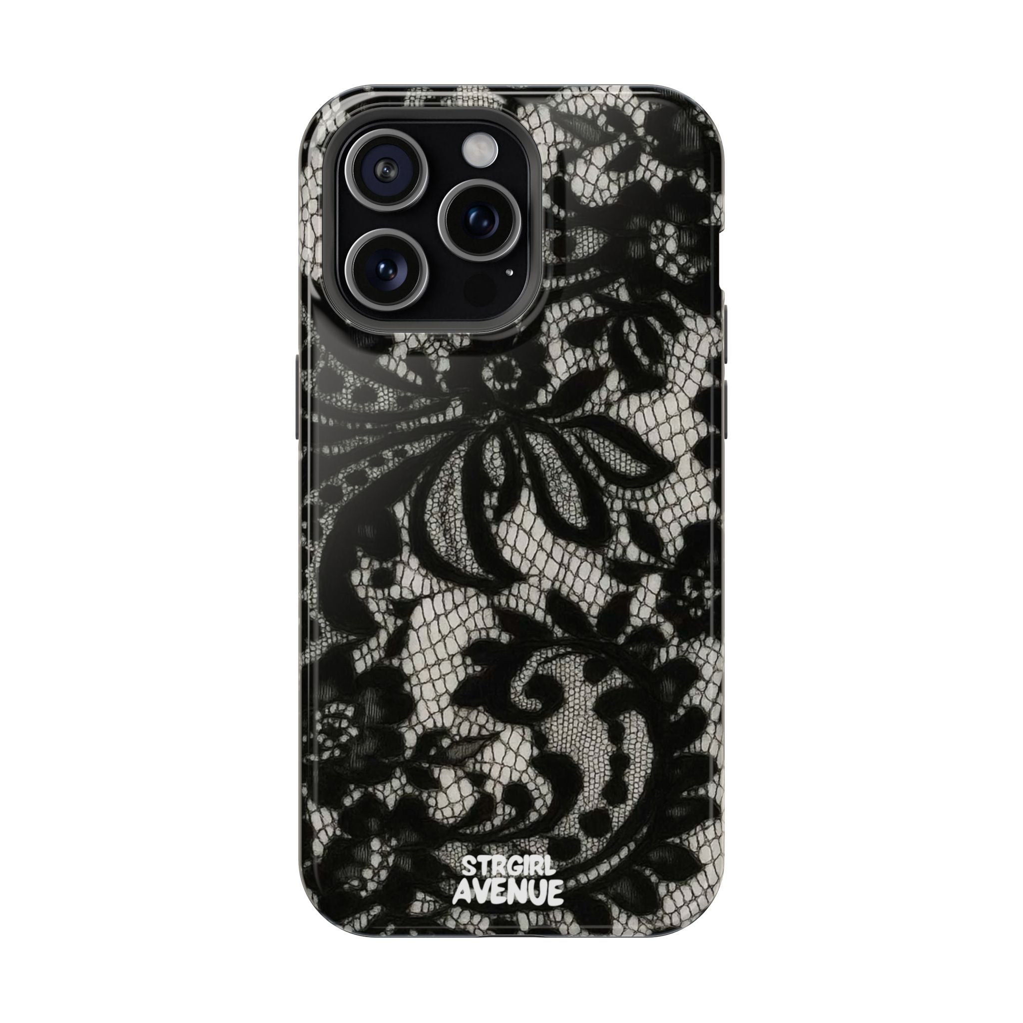 “Lacey black” protective phone case