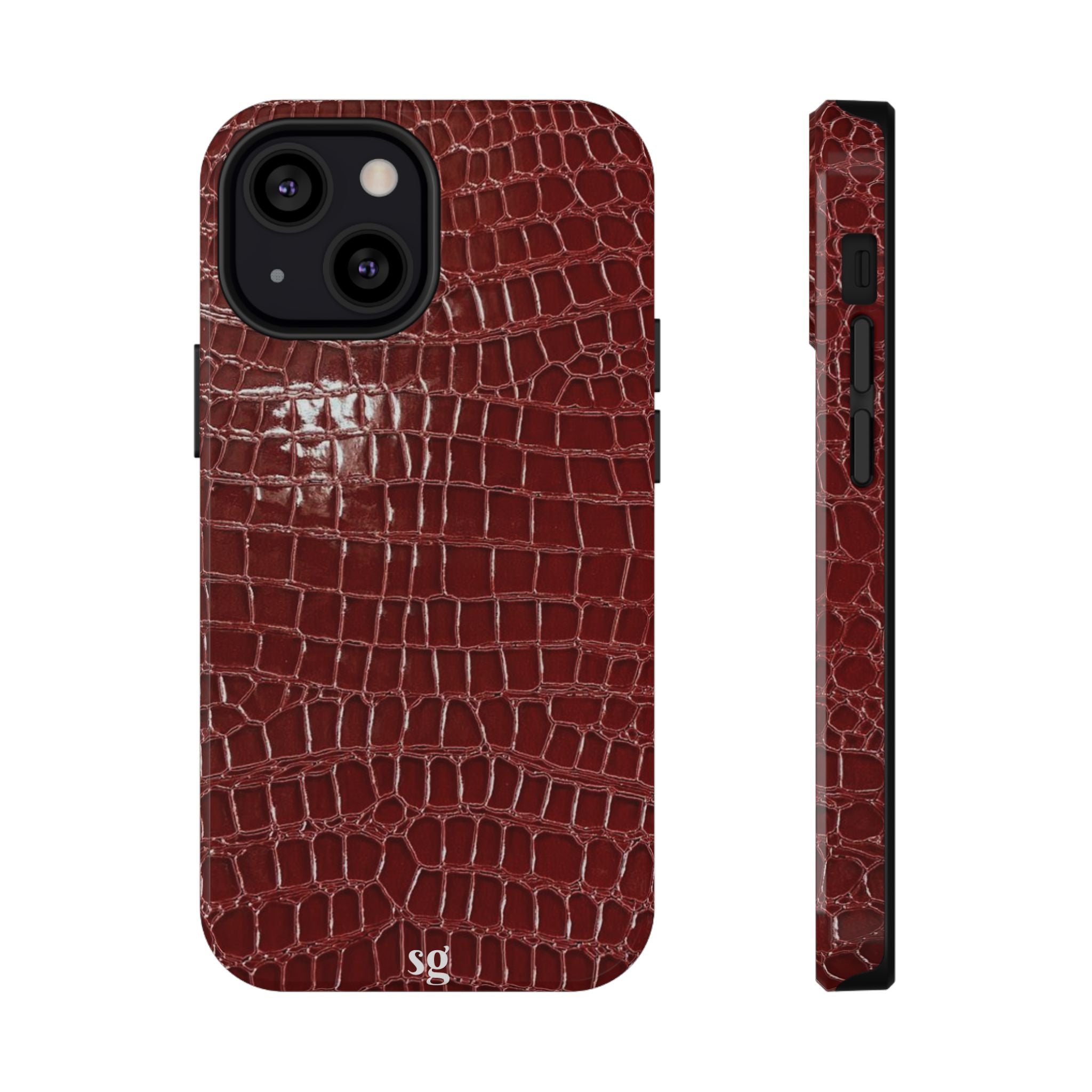 “Red leather print” protective phone case