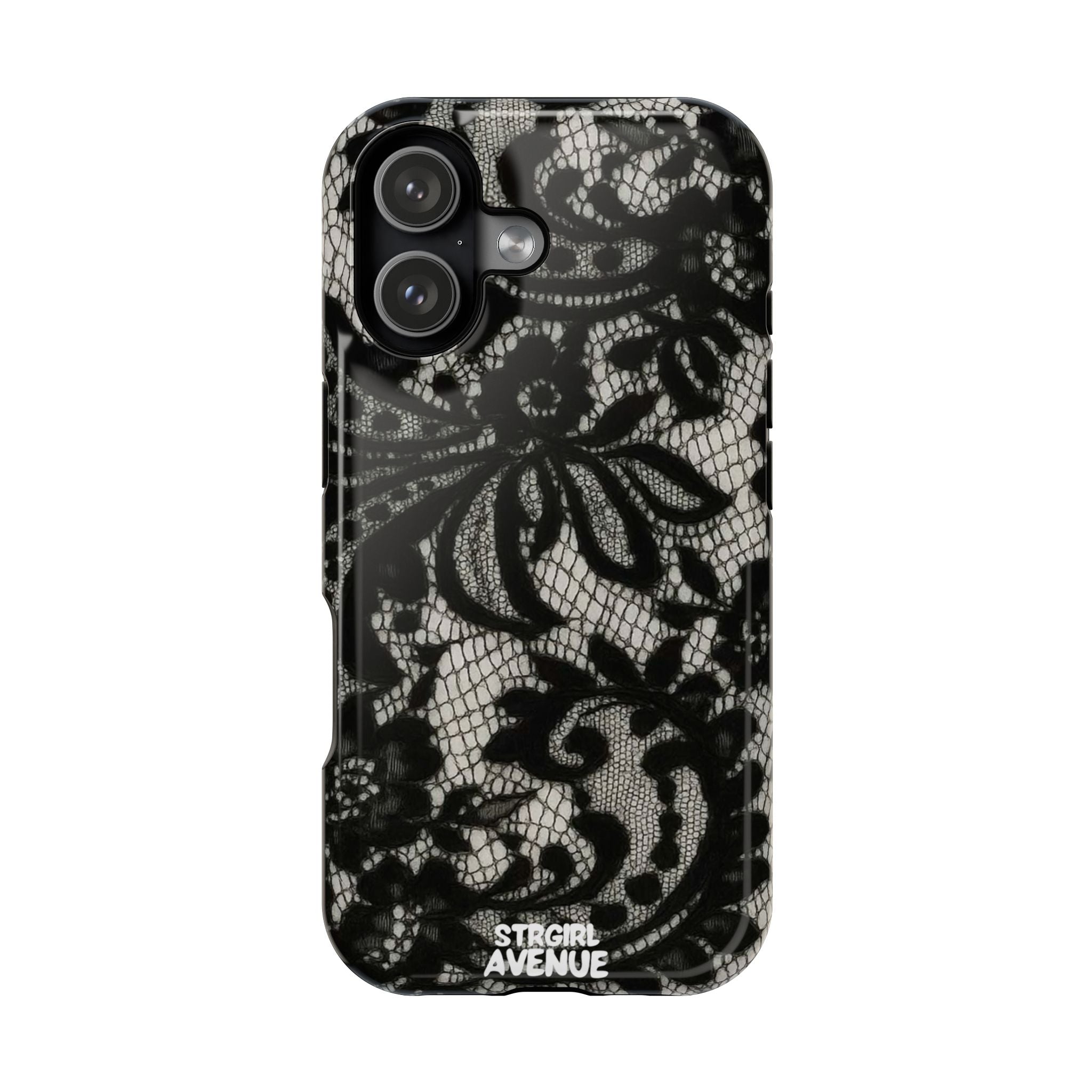 “Lacey black” protective phone case