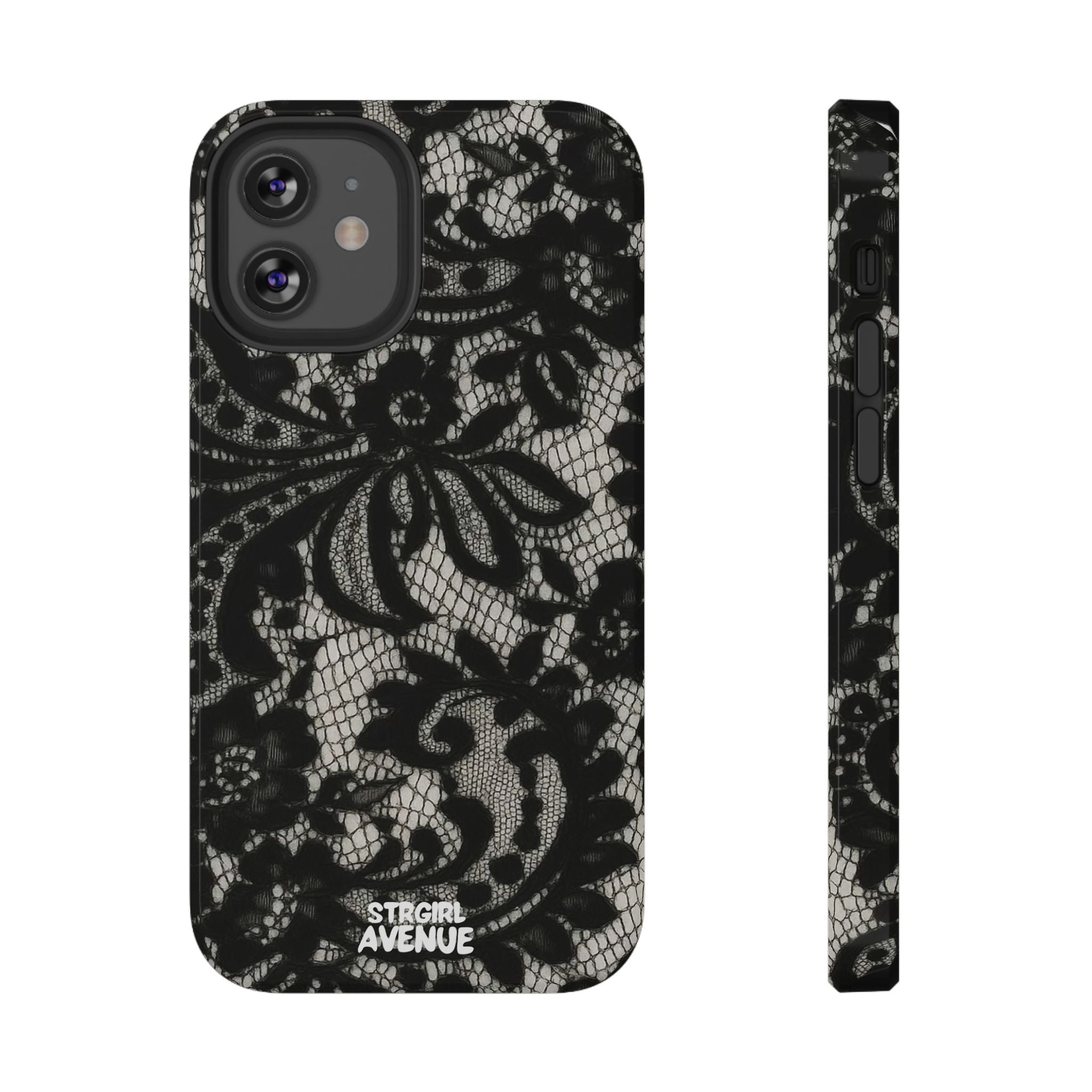 “Lacey black” protective phone case