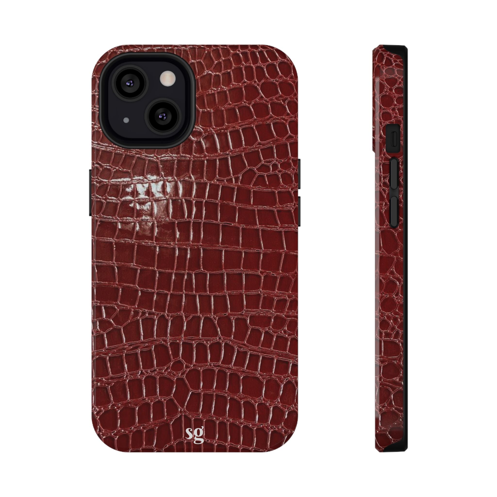 “Red leather print” protective phone case