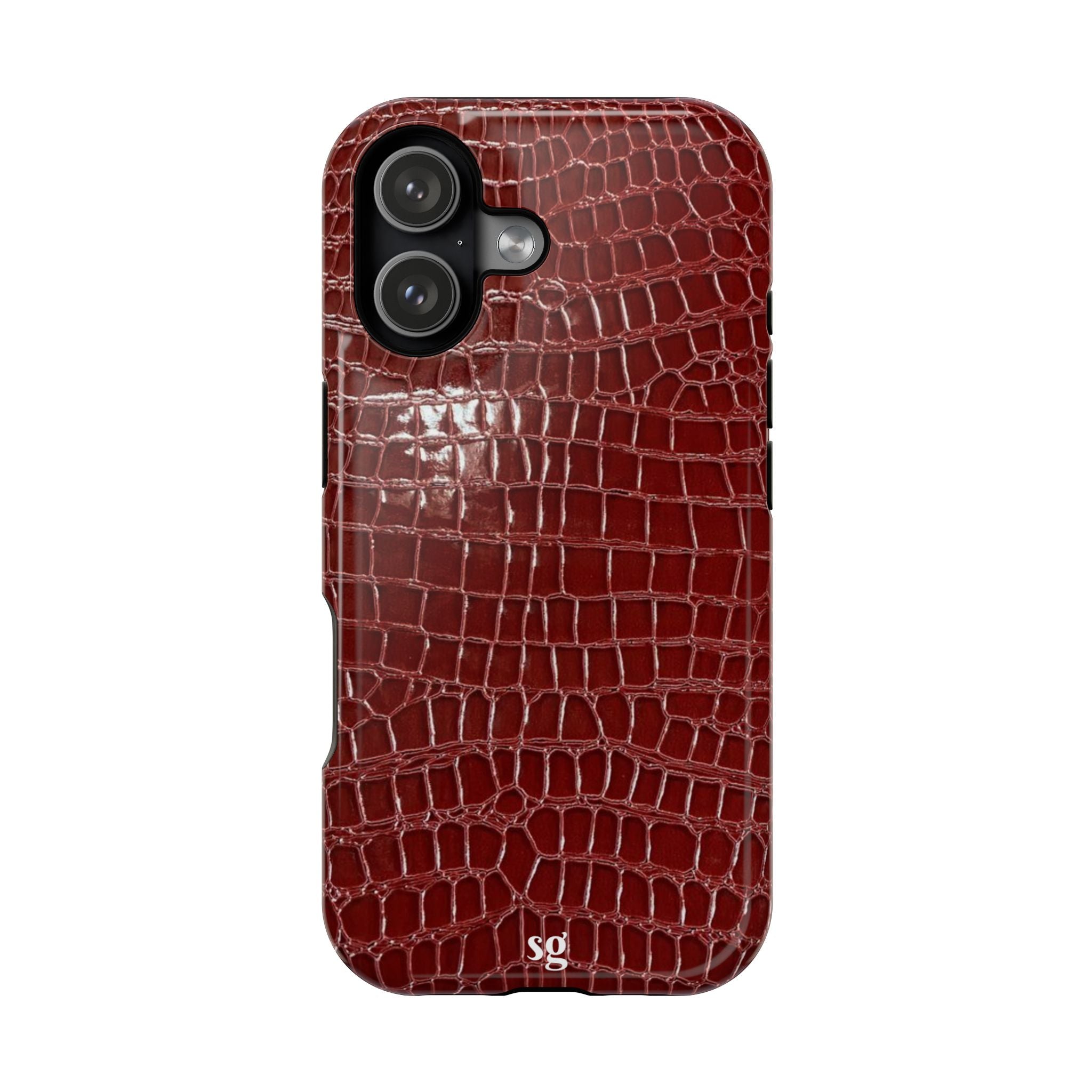 “Red leather print” protective phone case
