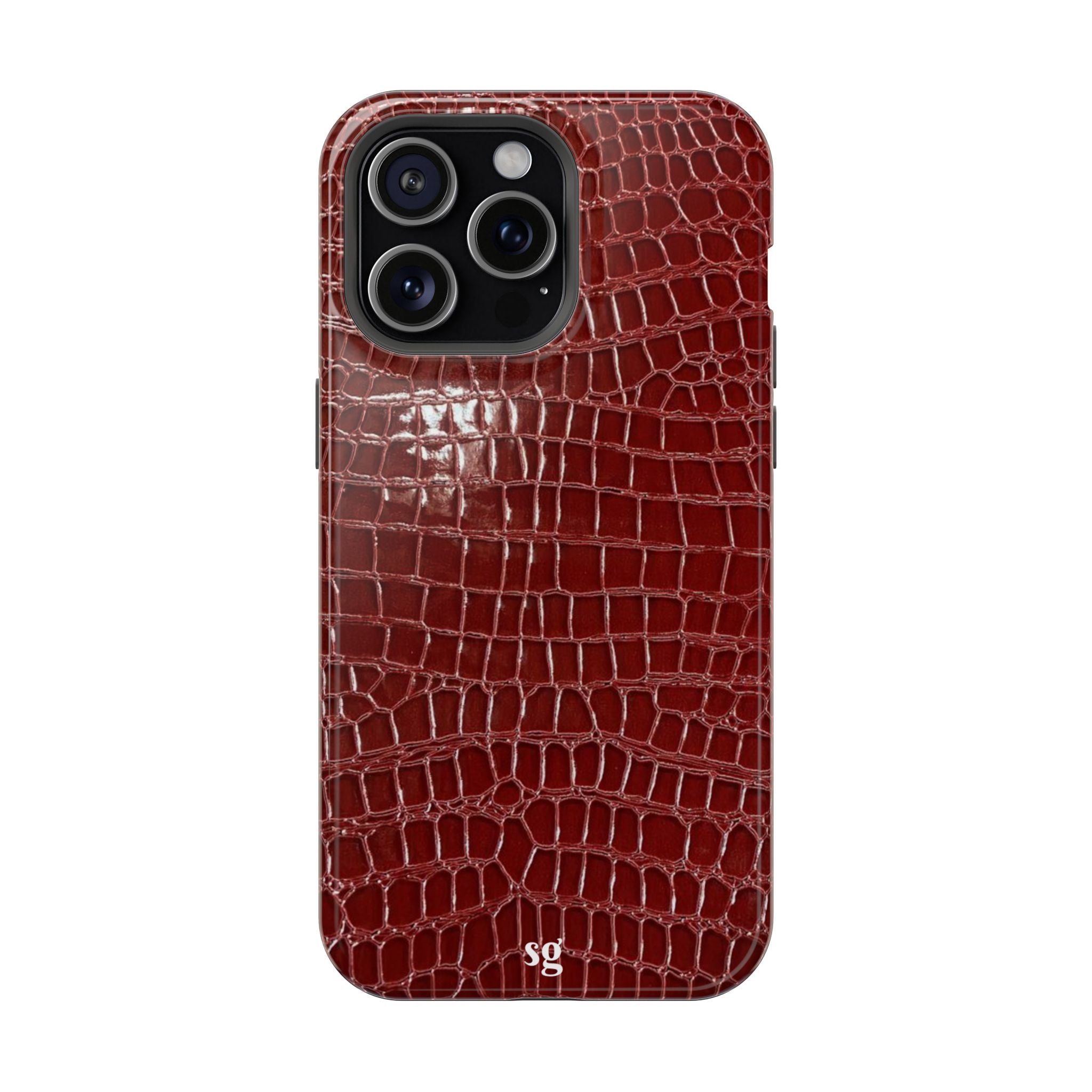 “Red leather print” protective phone case