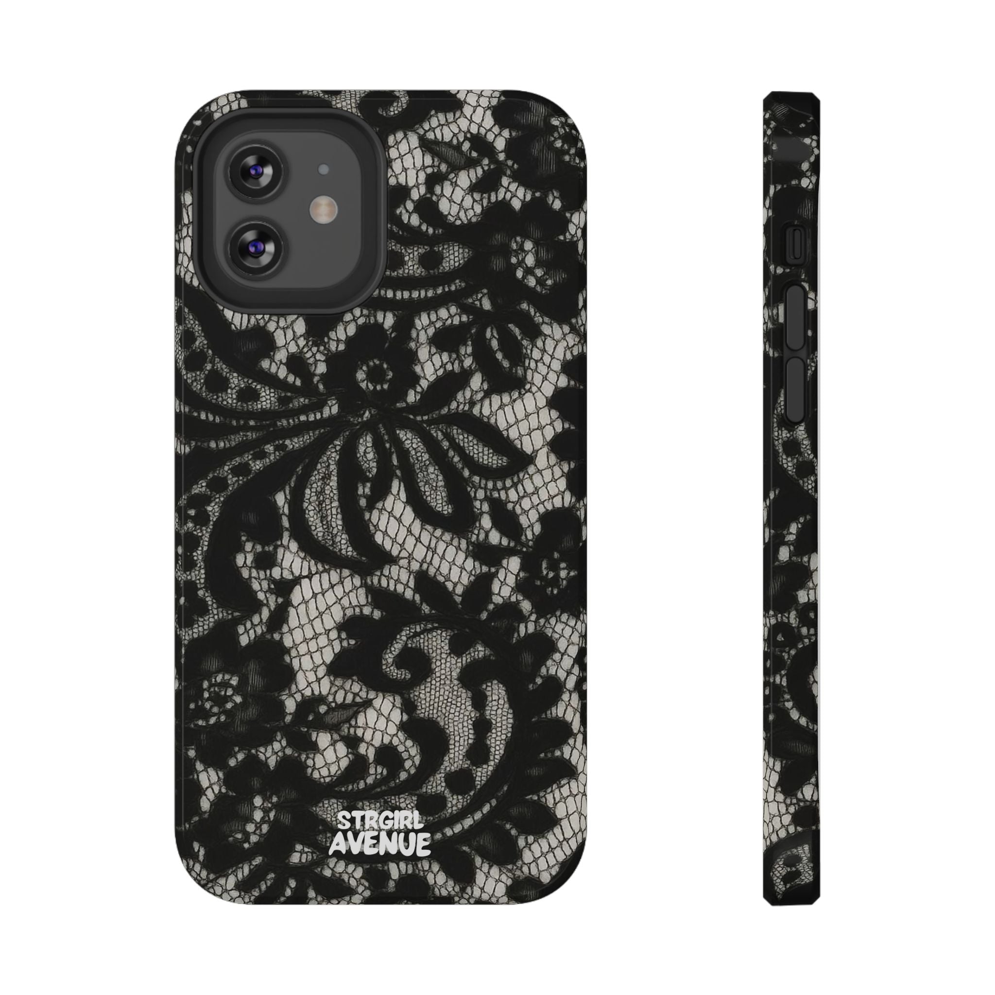 “Lacey black” protective phone case