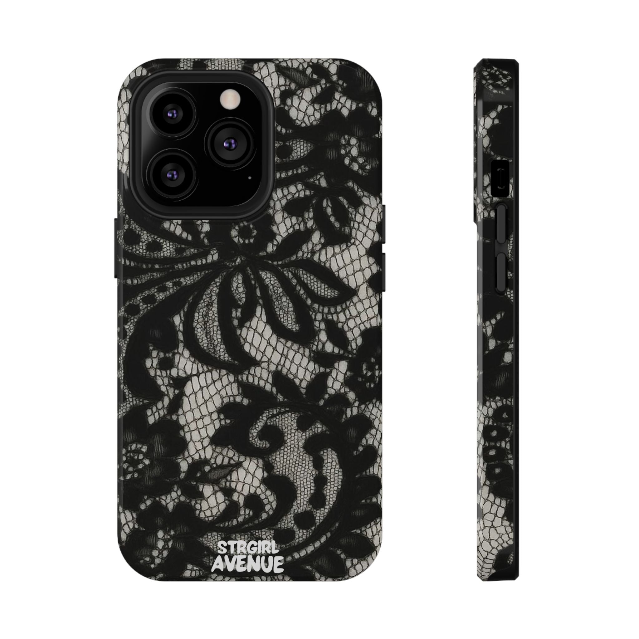 “Lacey black” protective phone case