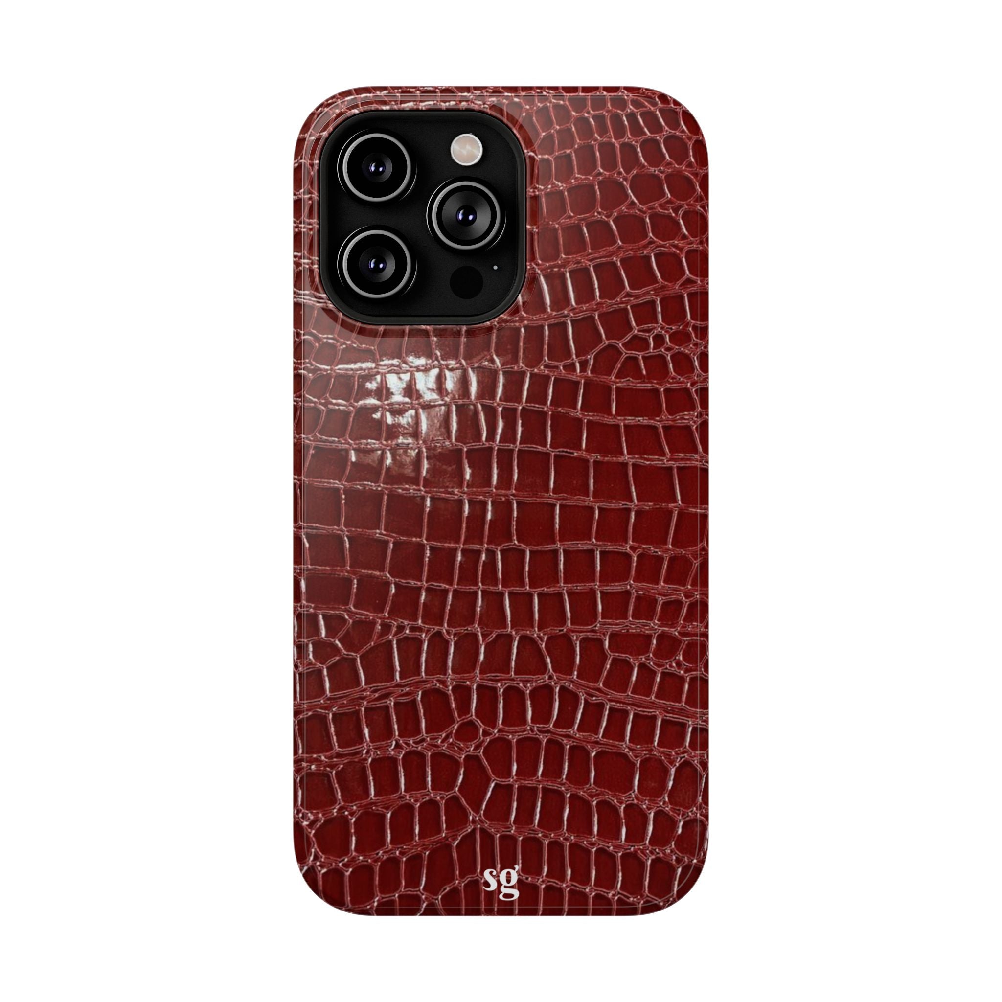 “Red leather print” protective phone case