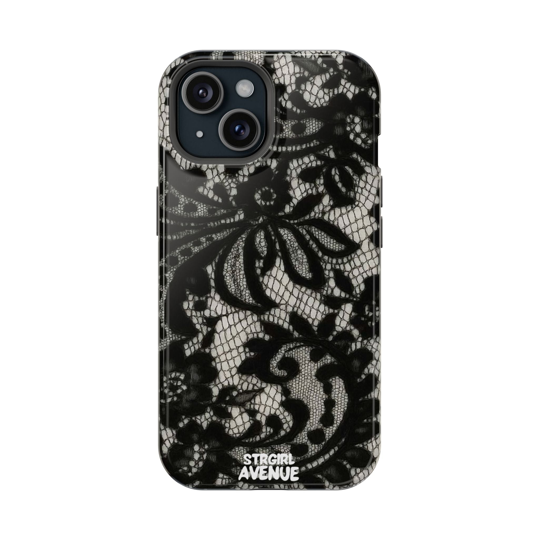 “Lacey black” protective phone case