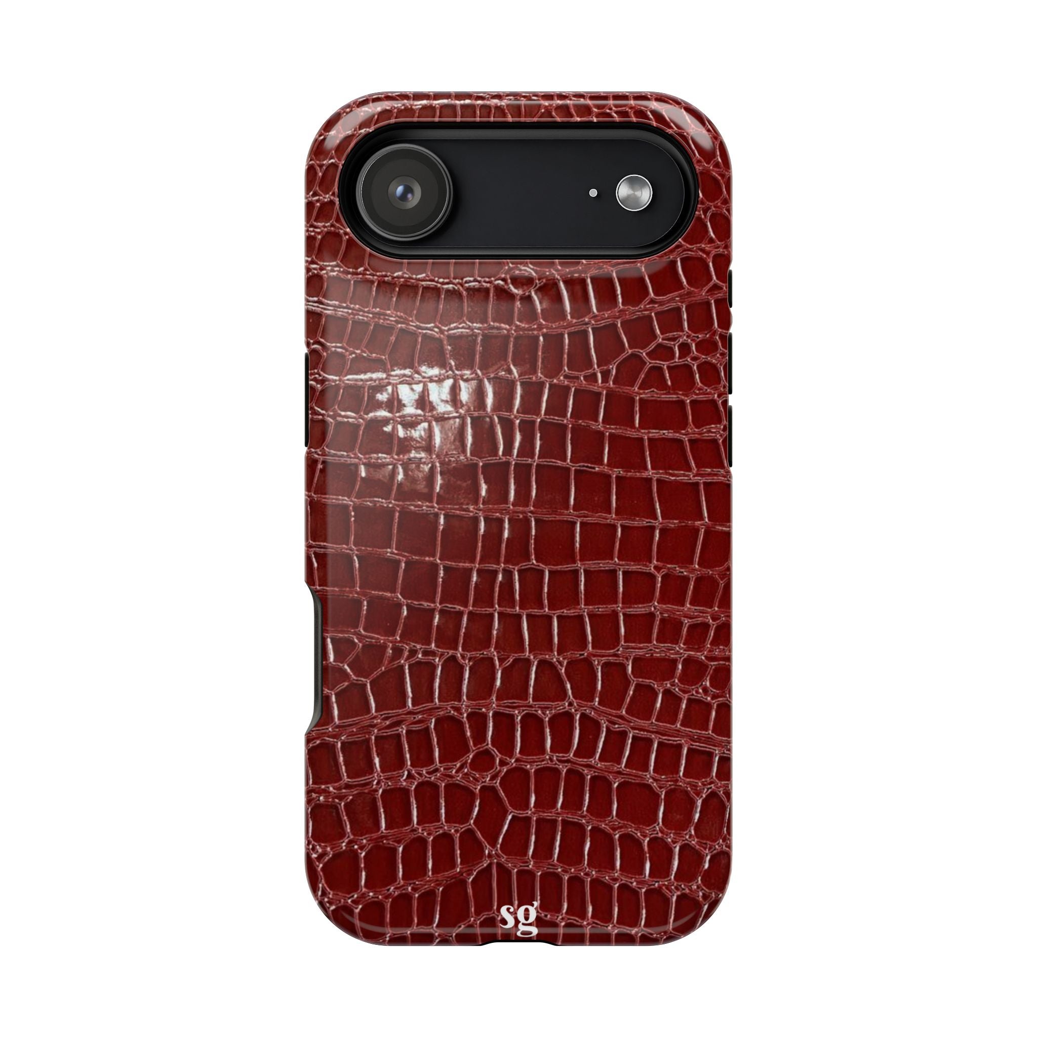 “Red leather print” protective phone case