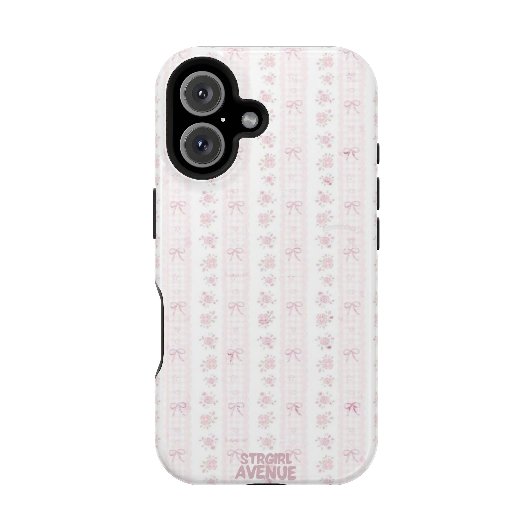 “Blush Bow Stripe” protective phone case