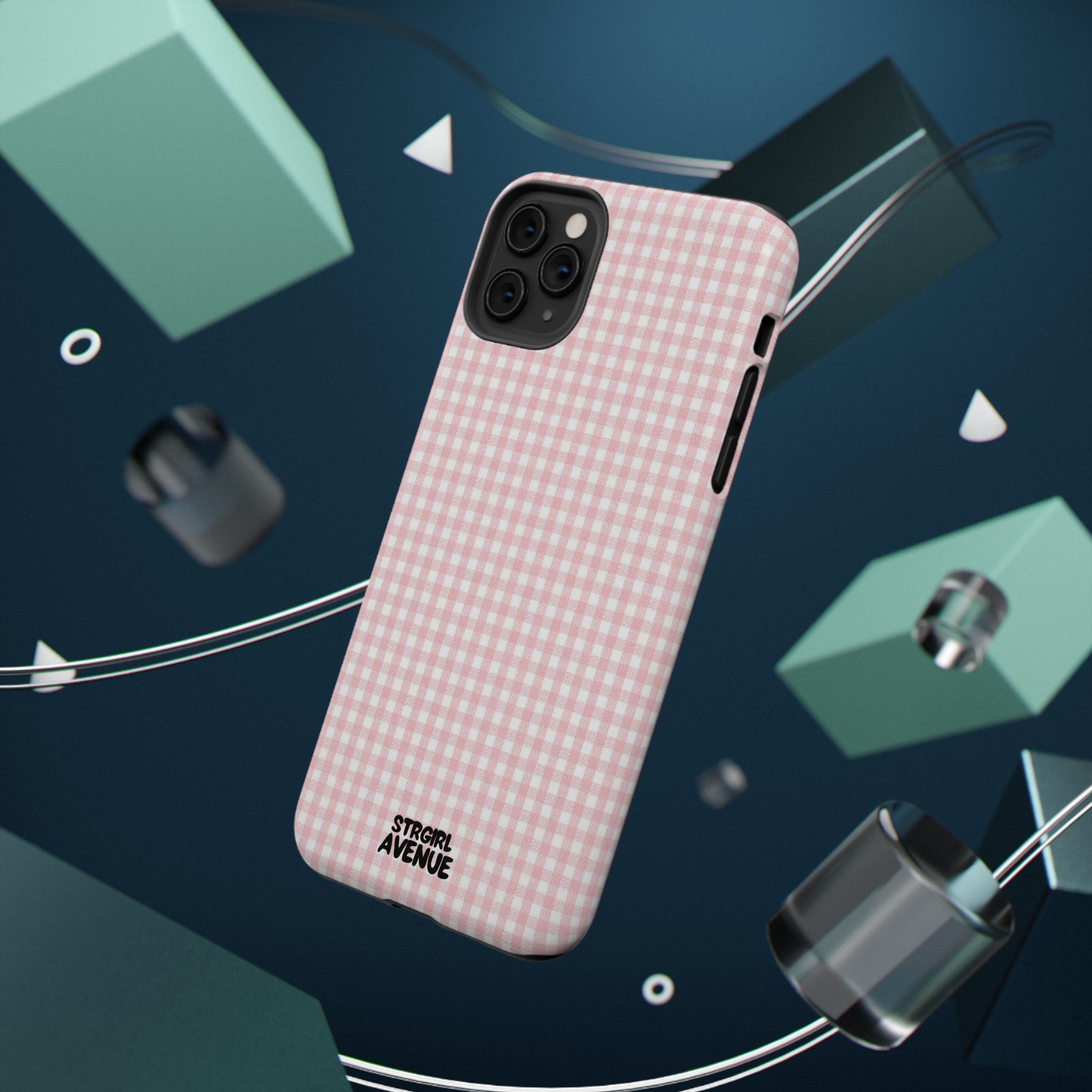 “pink gingham” protective phone case