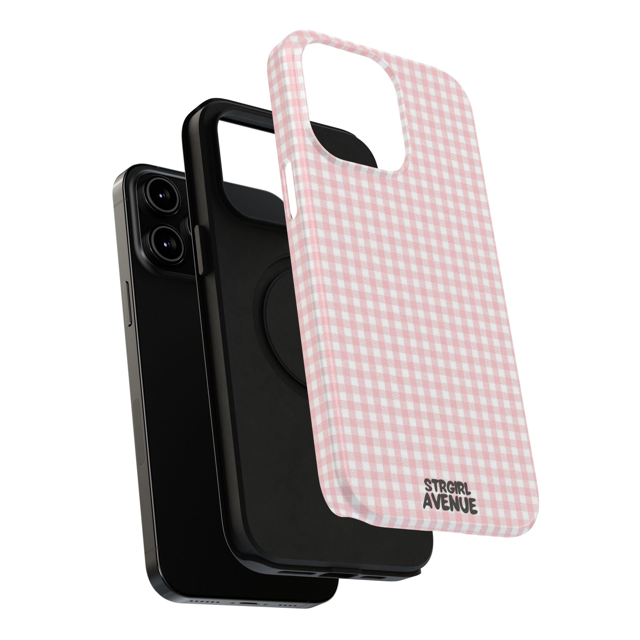 “pink gingham” protective phone case
