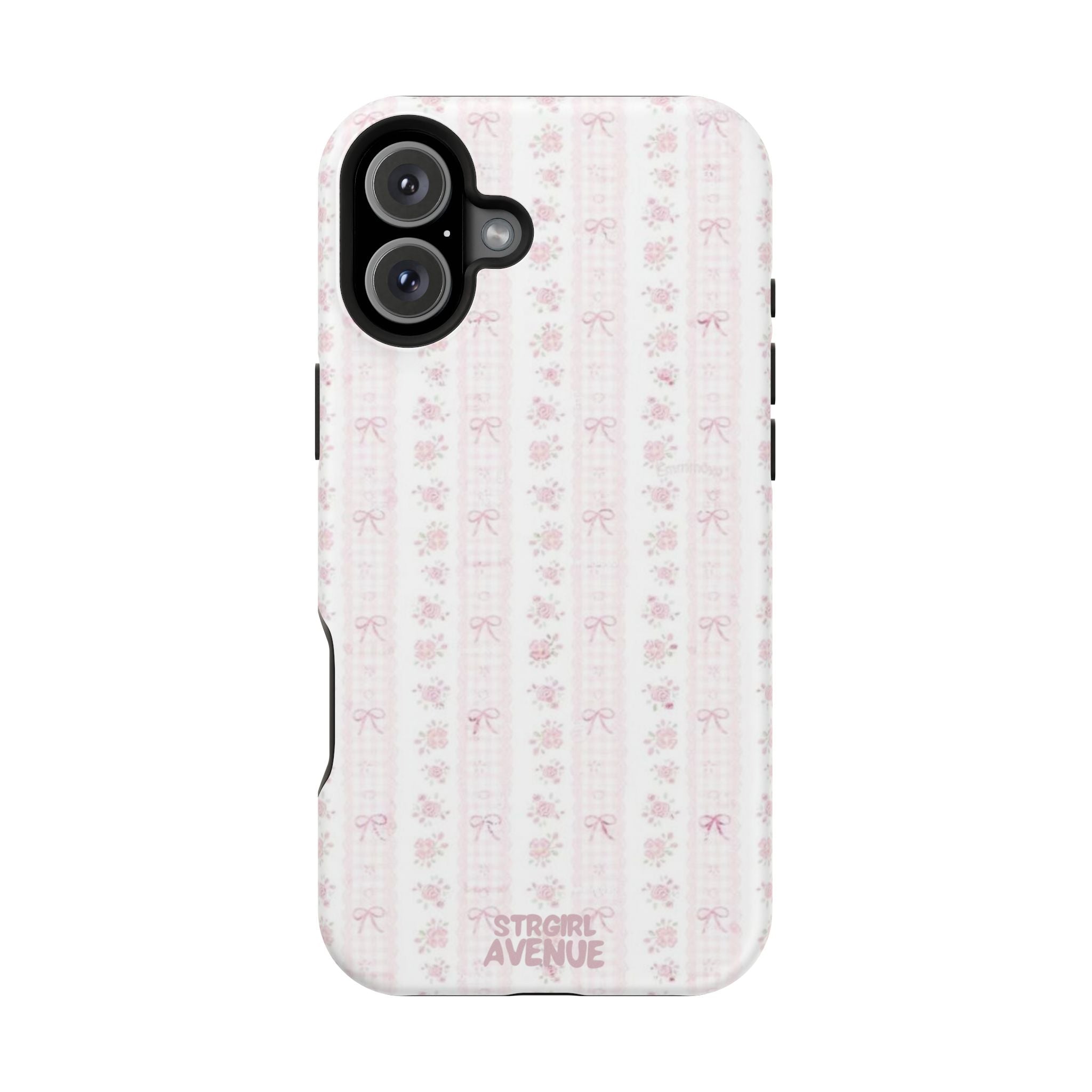 “Blush Bow Stripe” protective phone case