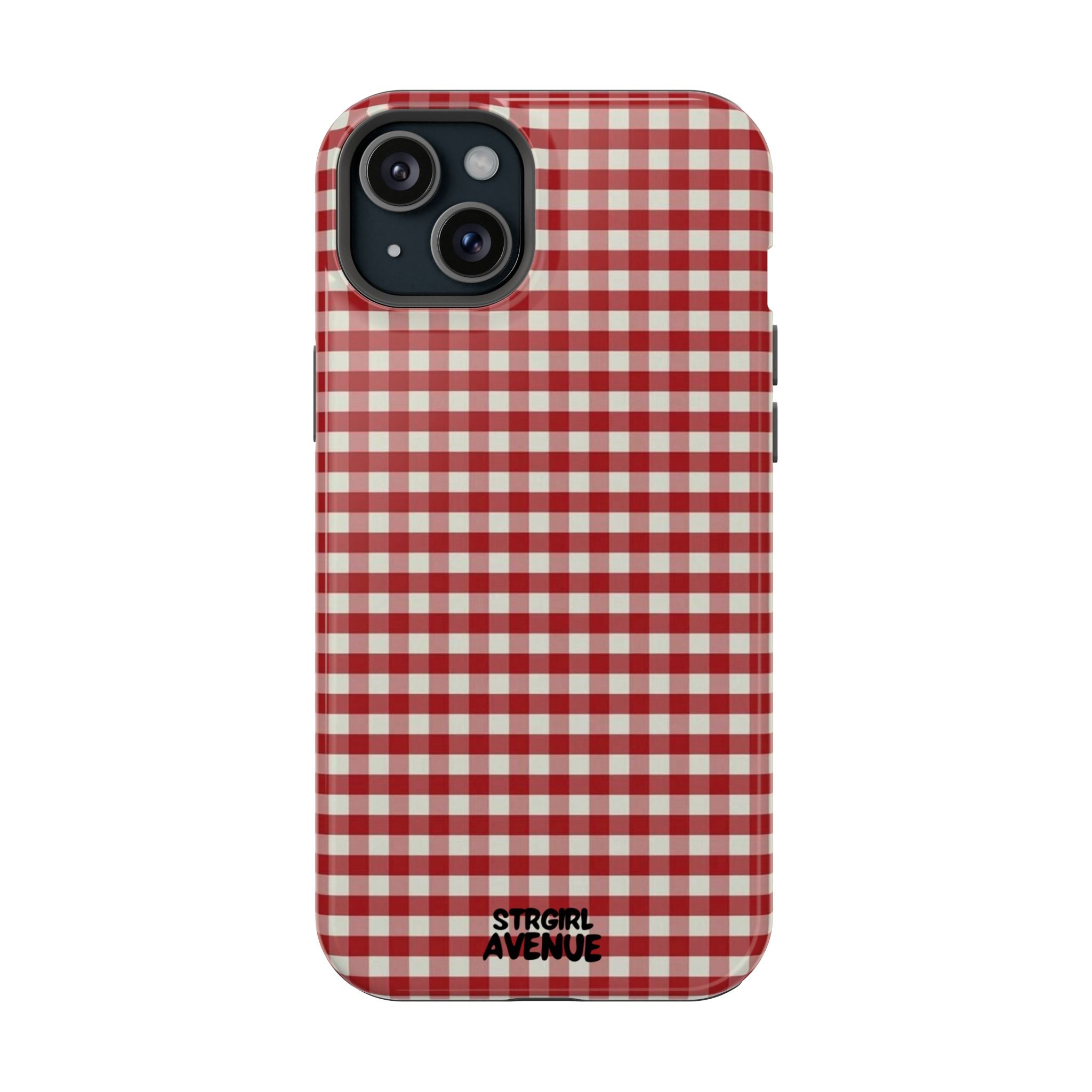 “red gingham” protective phone case