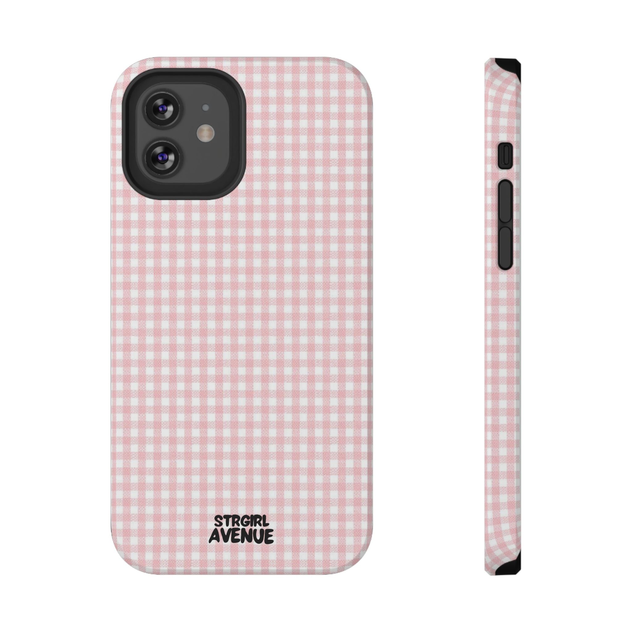 “pink gingham” protective phone case