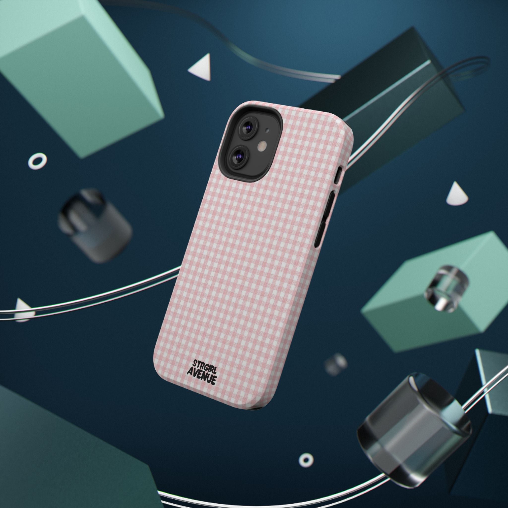 “pink gingham” protective phone case