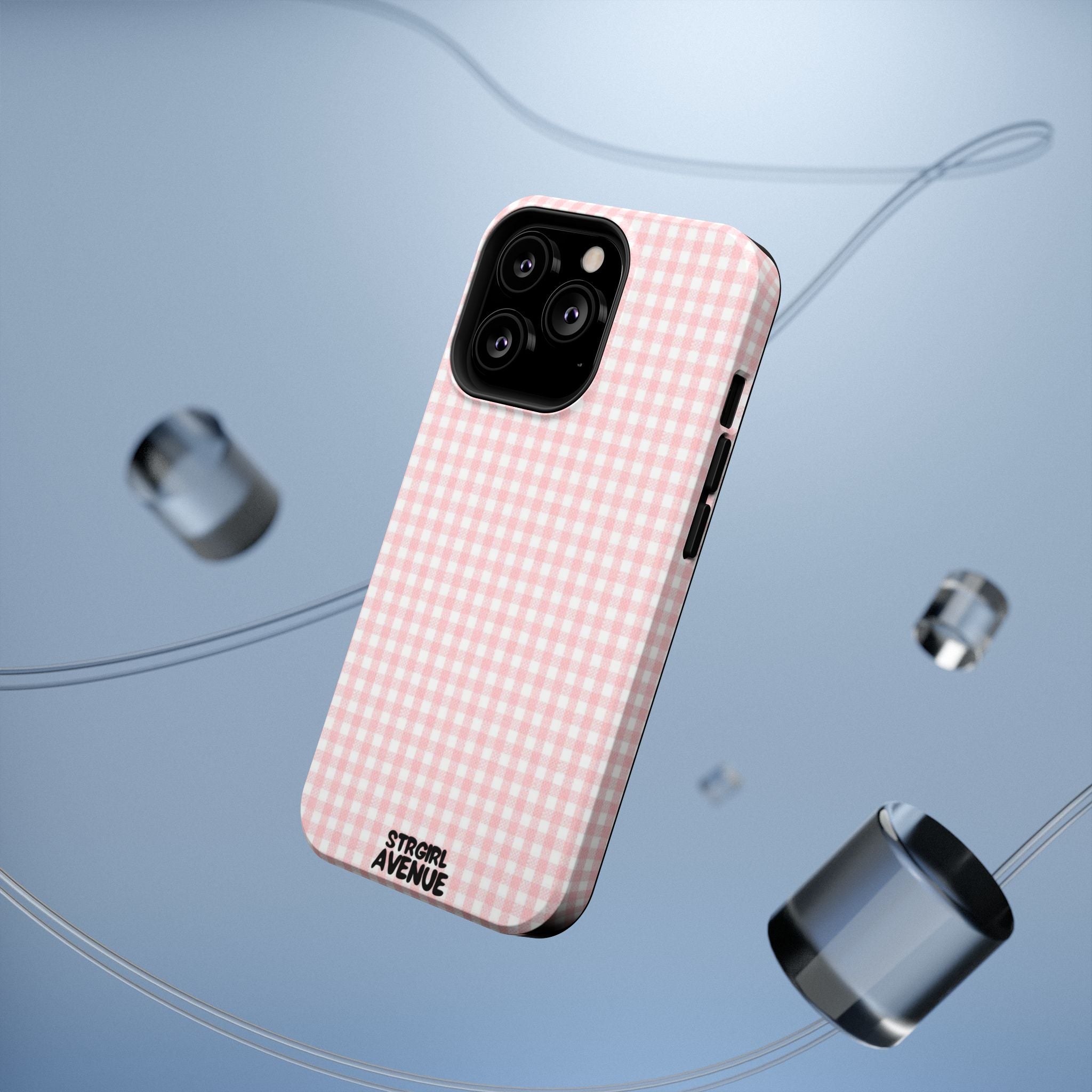 “pink gingham” protective phone case