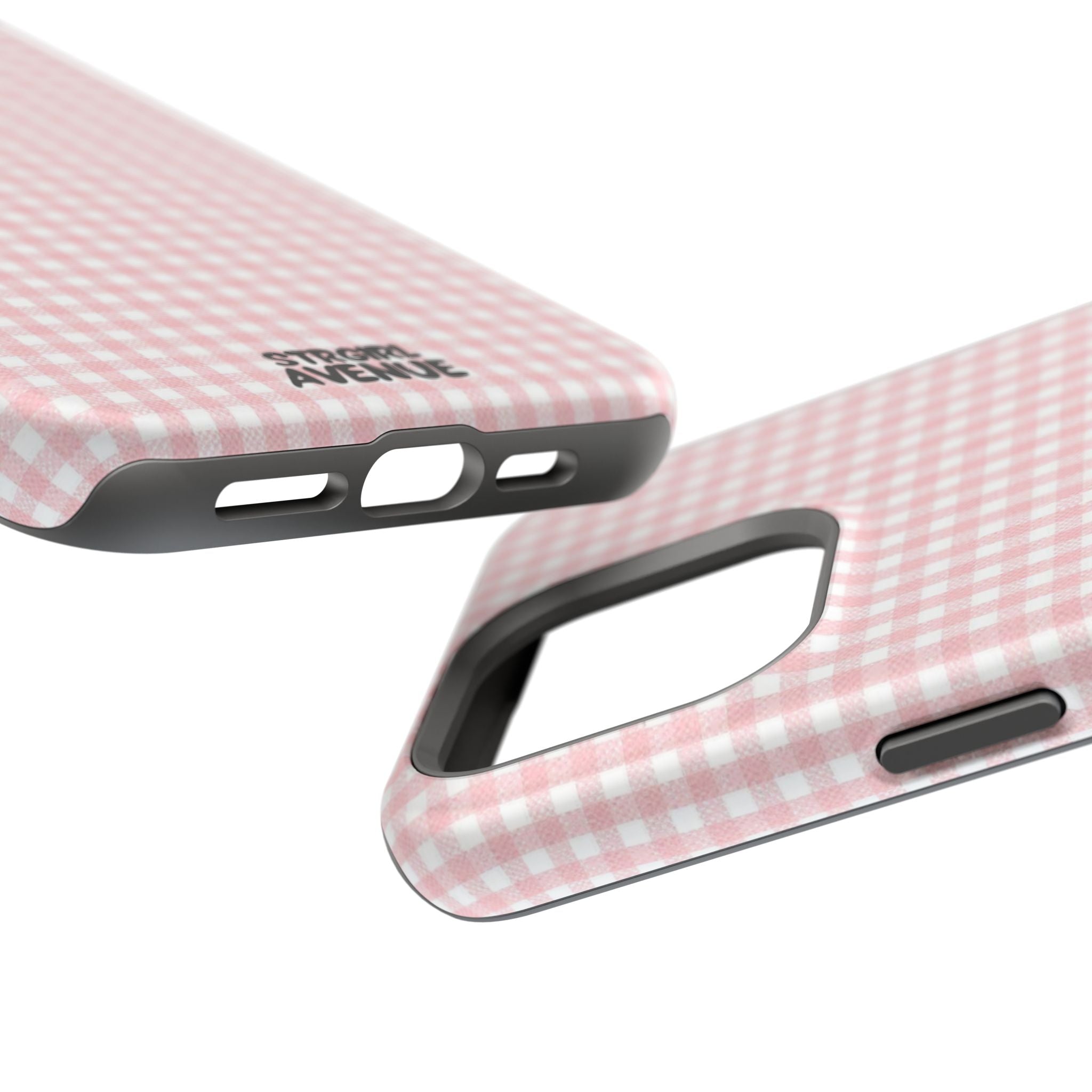 “pink gingham” protective phone case