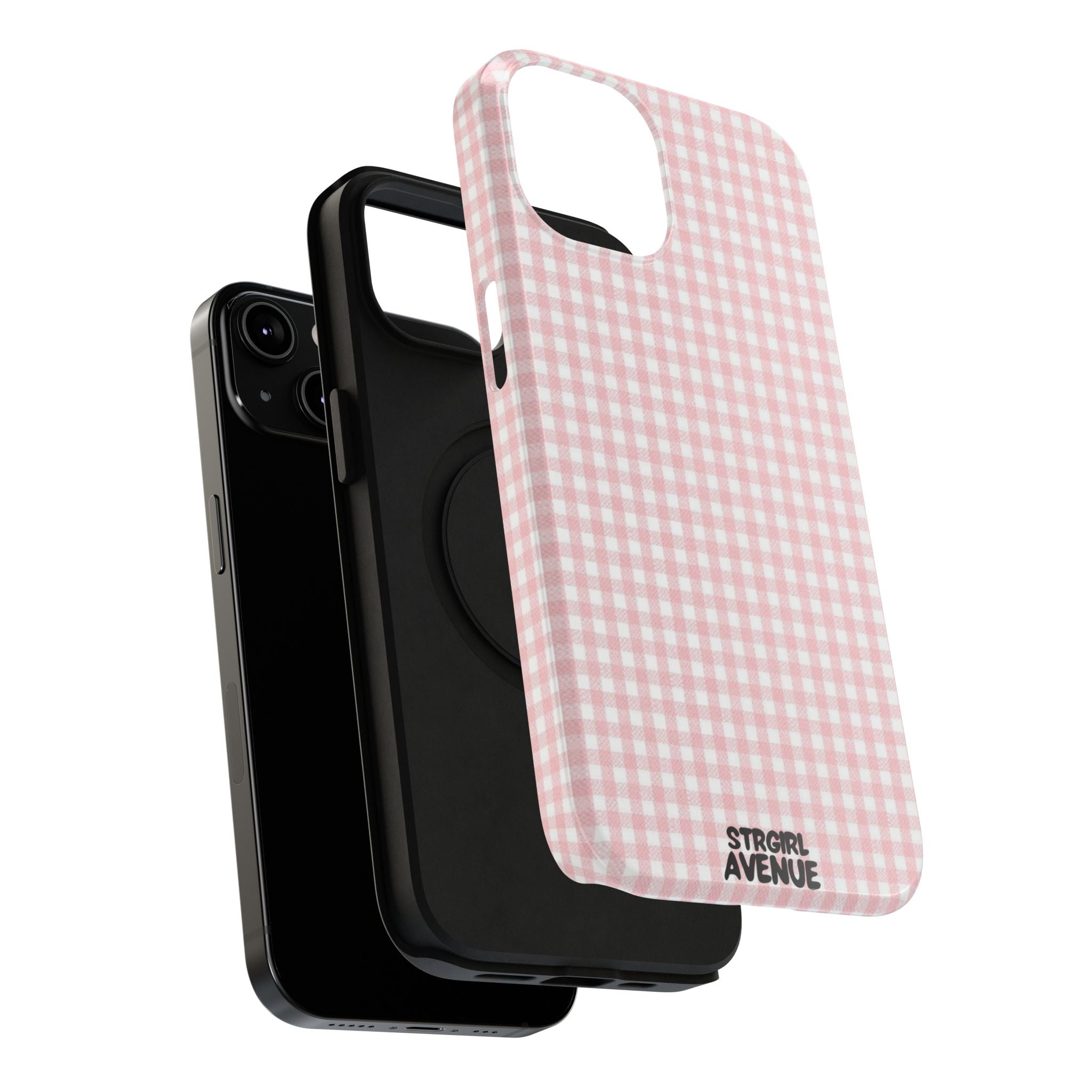 “pink gingham” protective phone case