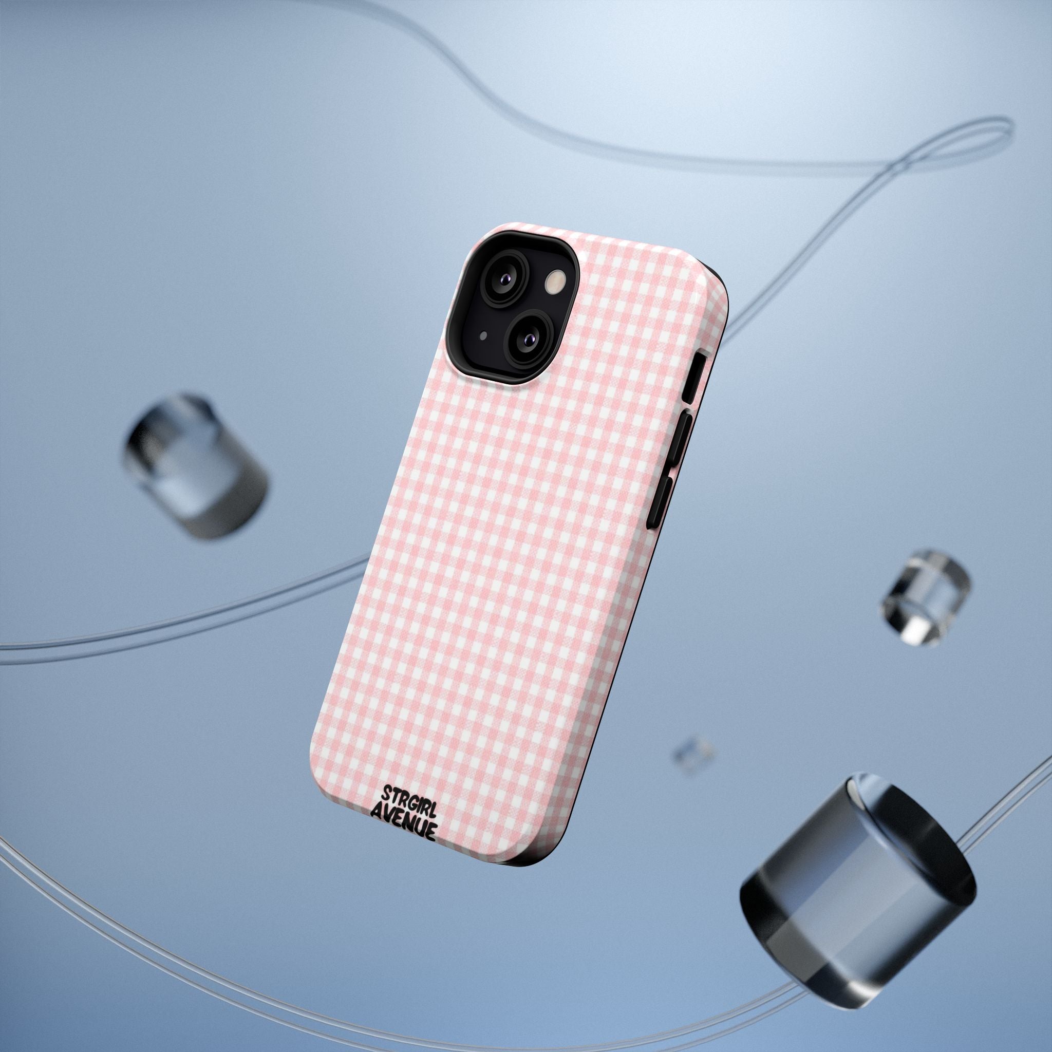 “pink gingham” protective phone case
