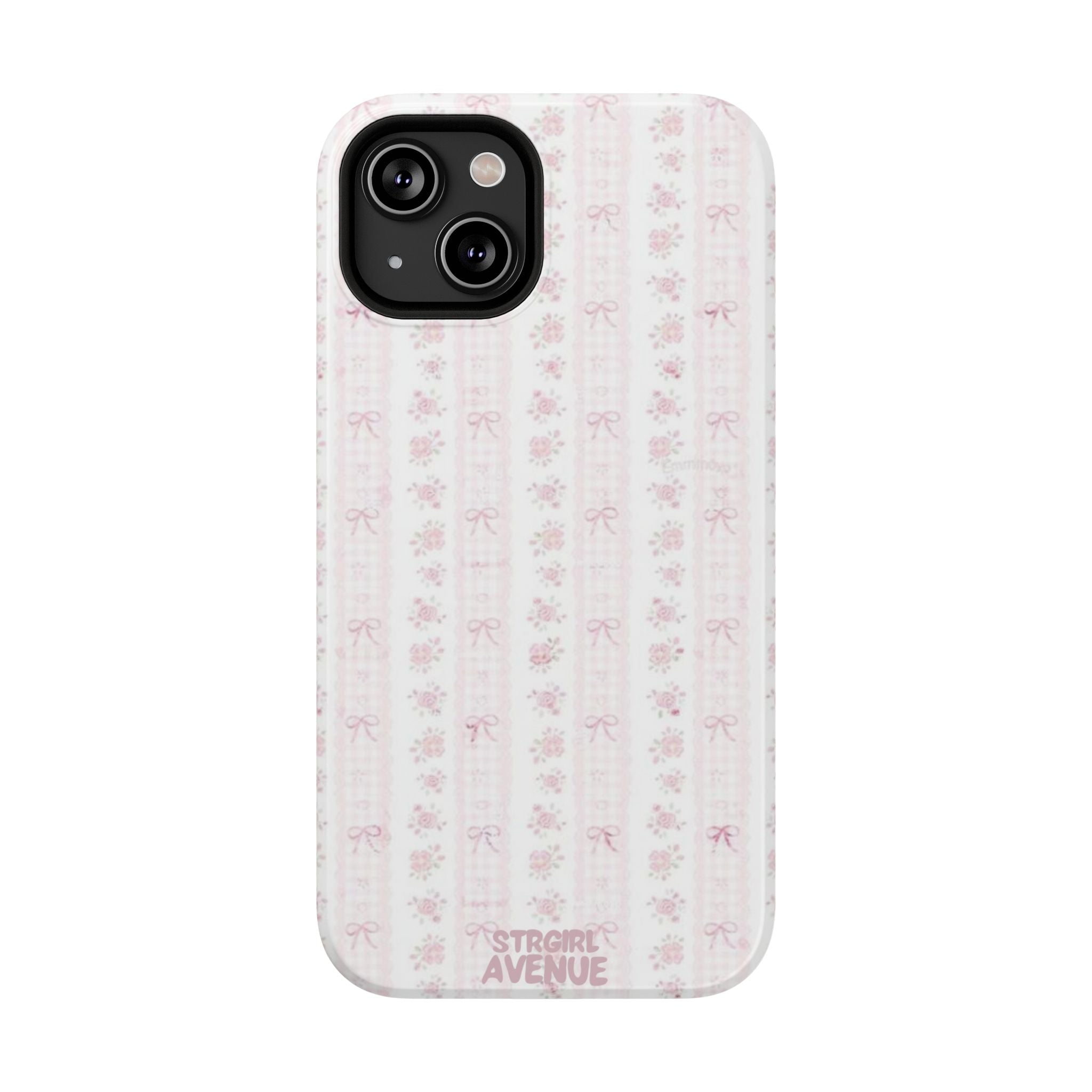 “Blush Bow Stripe” protective phone case