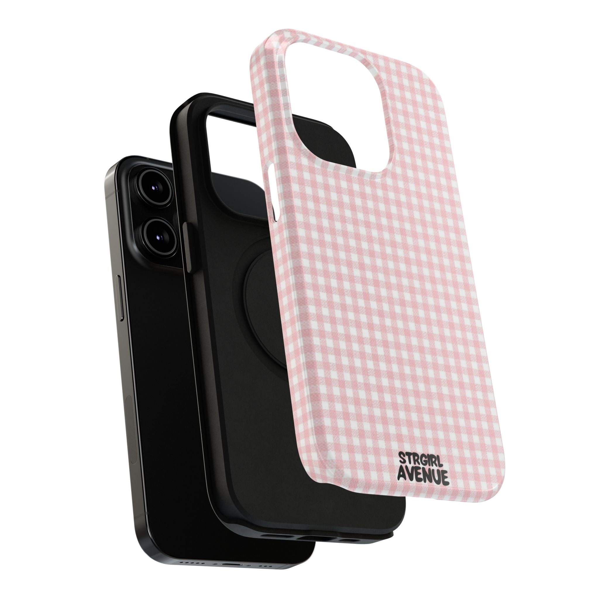“pink gingham” protective phone case