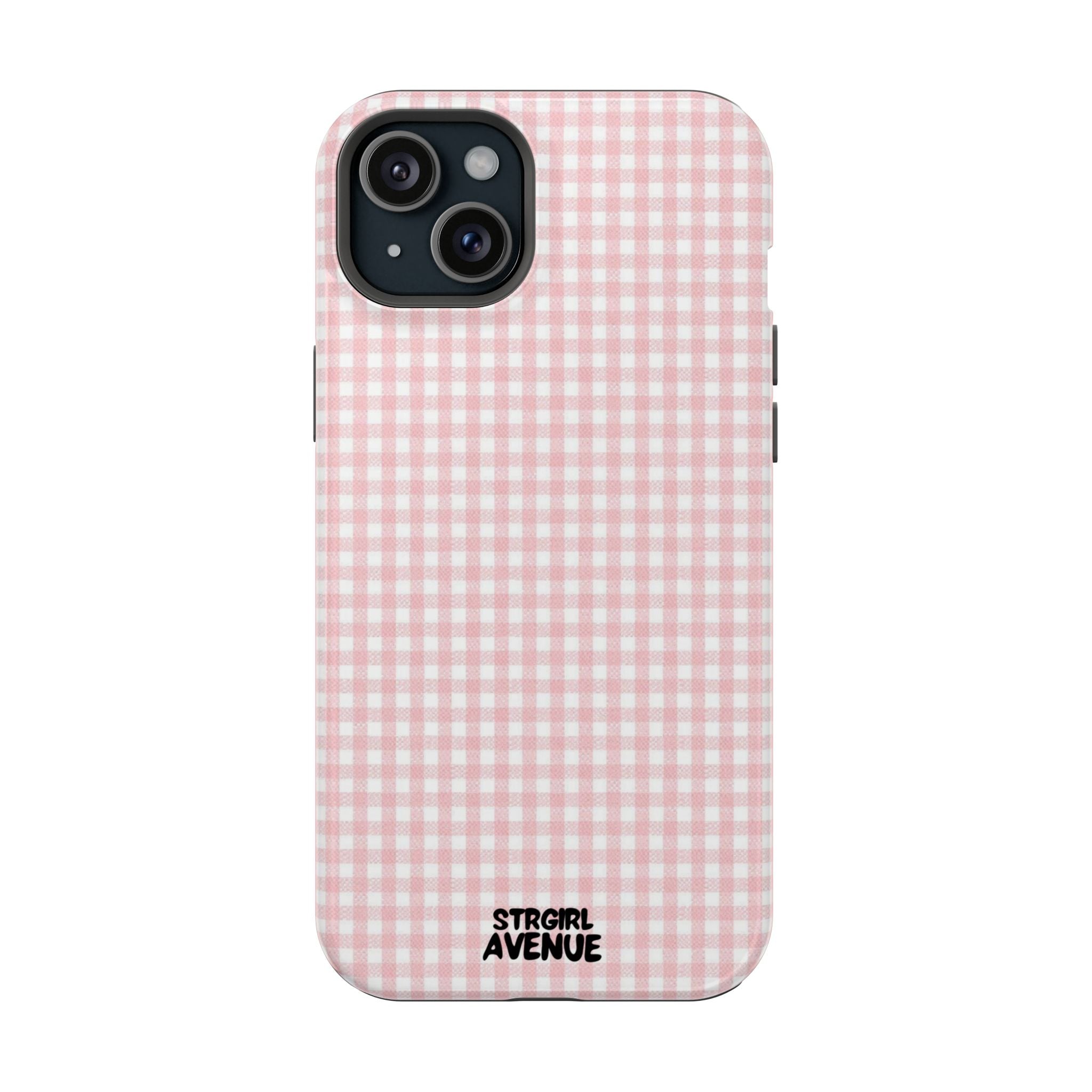 “pink gingham” protective phone case